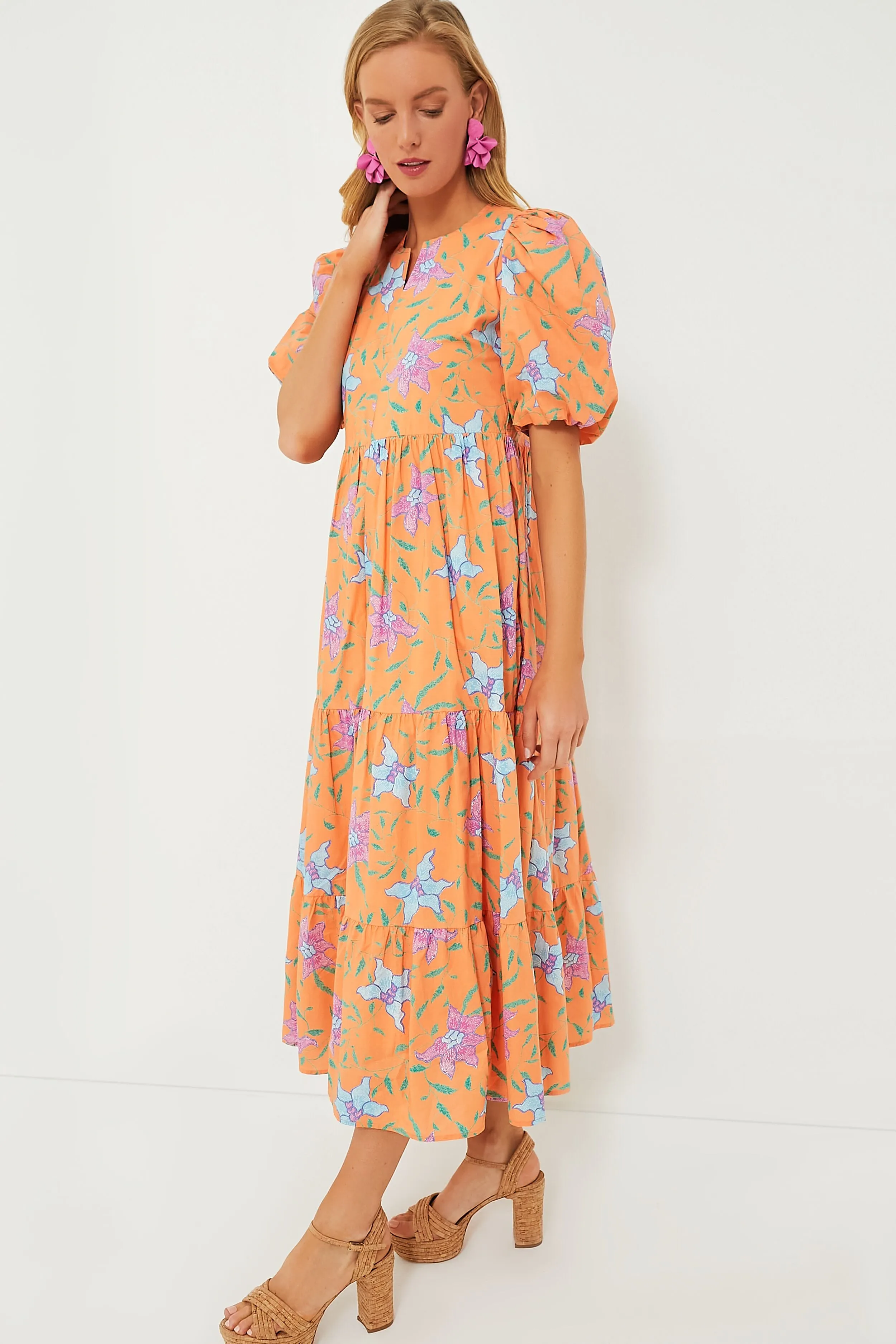 Orange Multi Floral Cisco Maxi Dress sold by Tuckernuck product image thumbnail 3