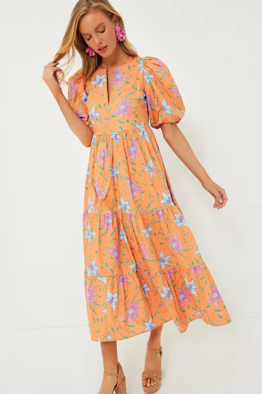 Orange Multi Floral Cisco Maxi Dress made by Hyacinth House