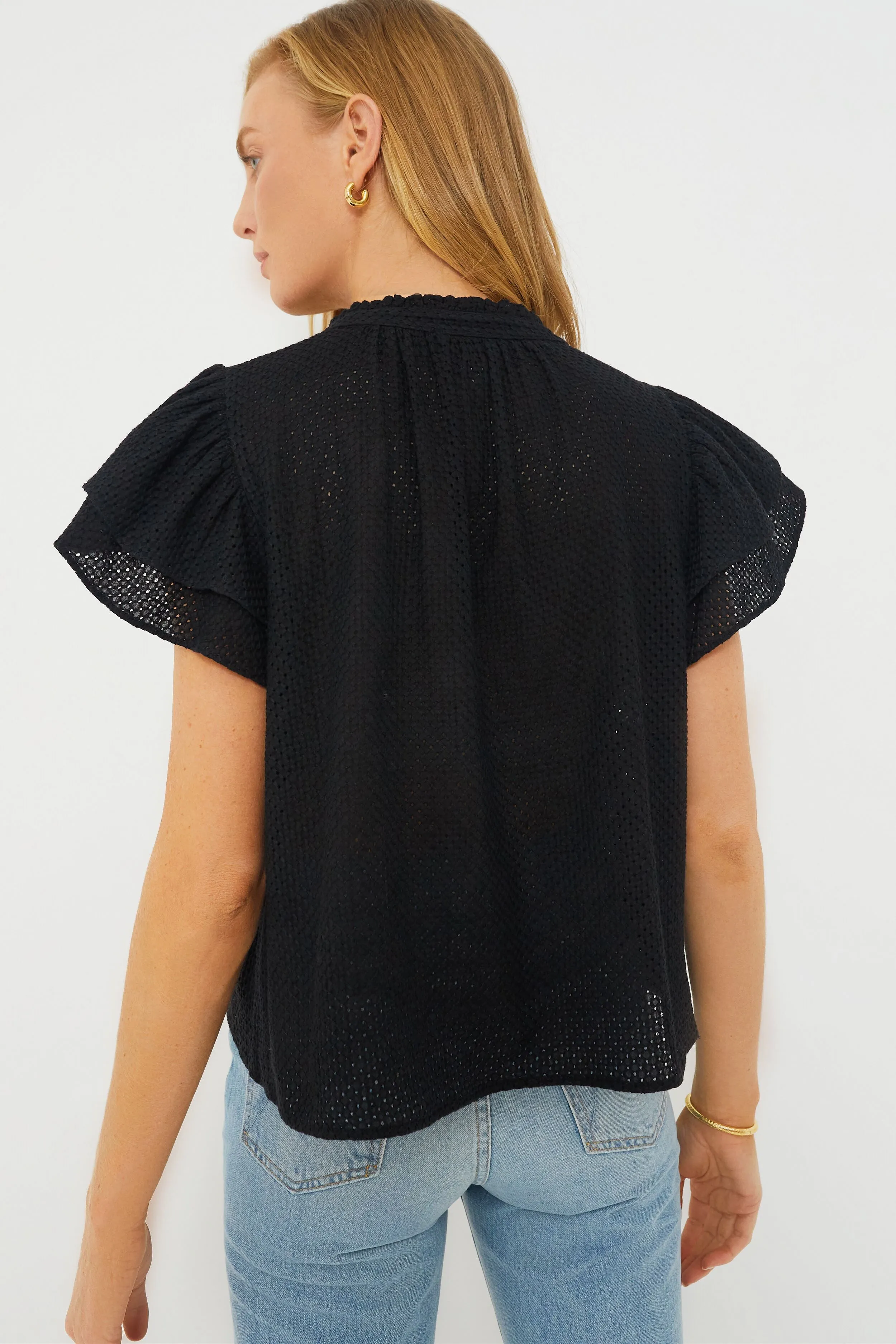 Black Eyelet Hastings Blouse sold by Tuckernuck product image thumbnail 4