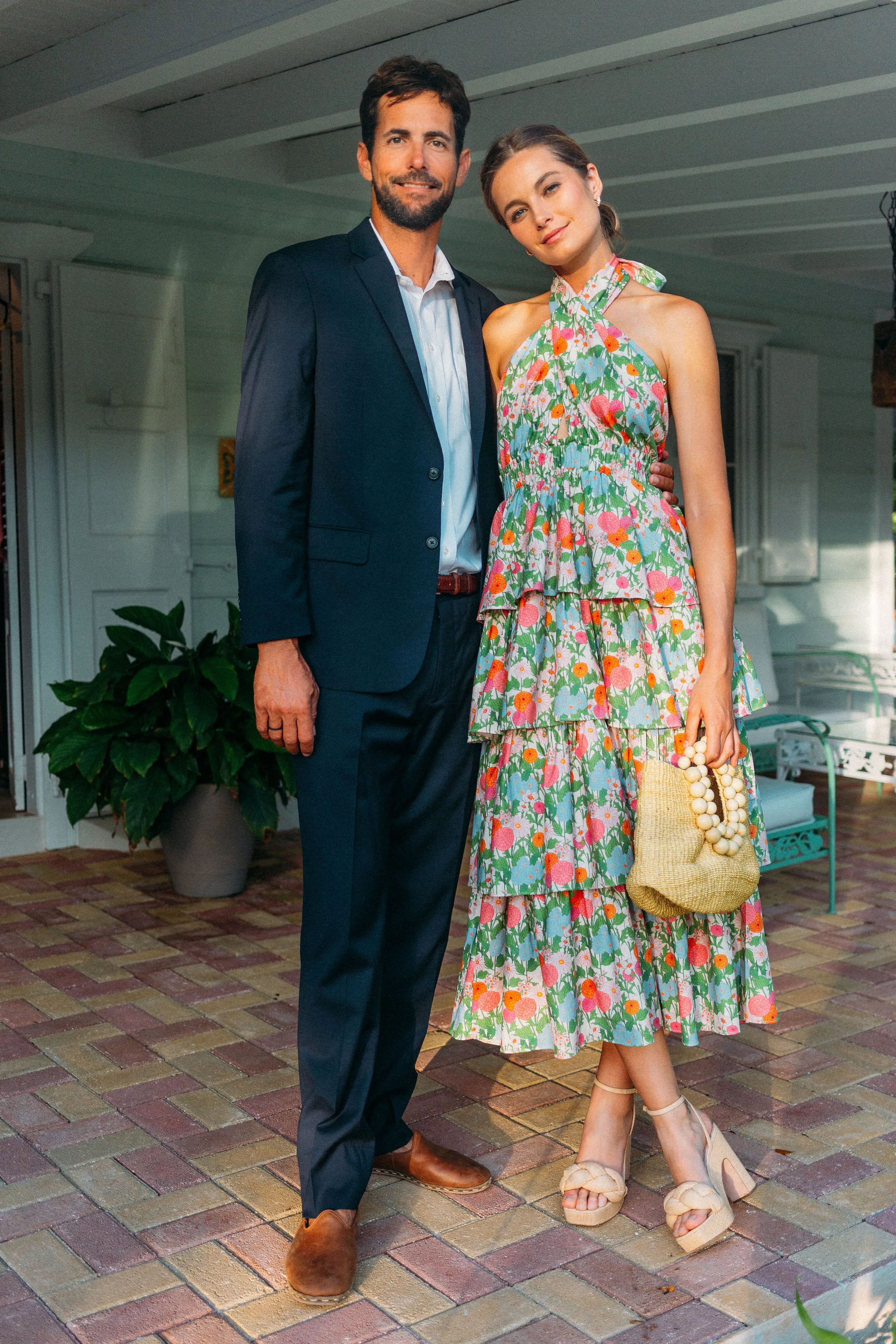 green multi begonia floral sallie midi dress Dorothea Floral Midi Dress in Teal main image 0