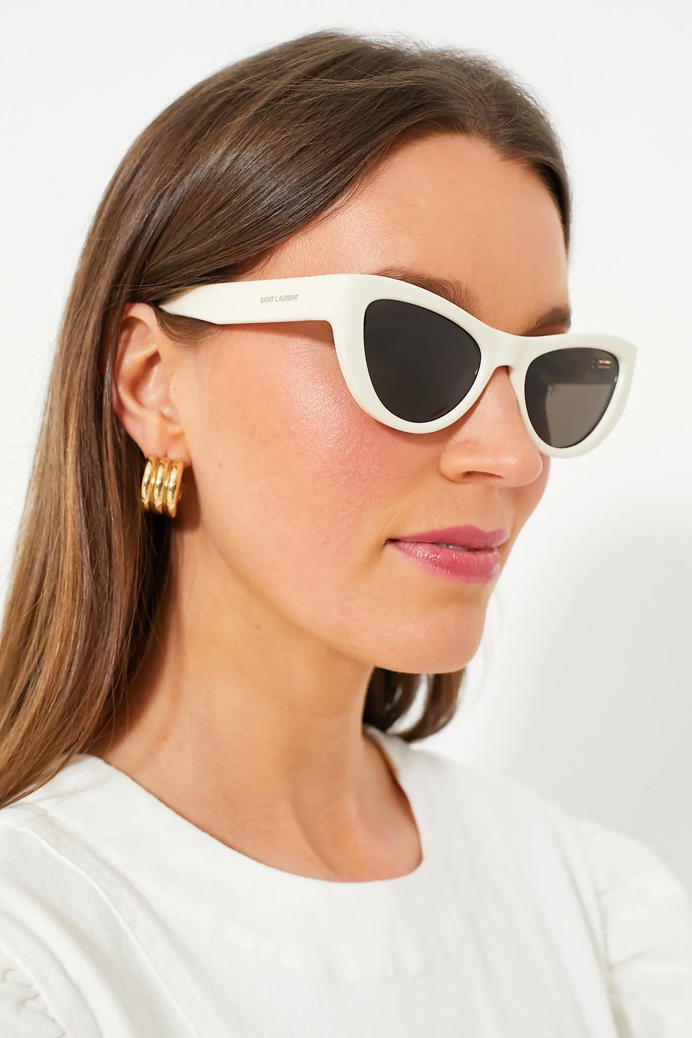 Shiny Solid Ivory Cat Eye Sunglasses sold by Tuckernuck product image thumbnail 2
