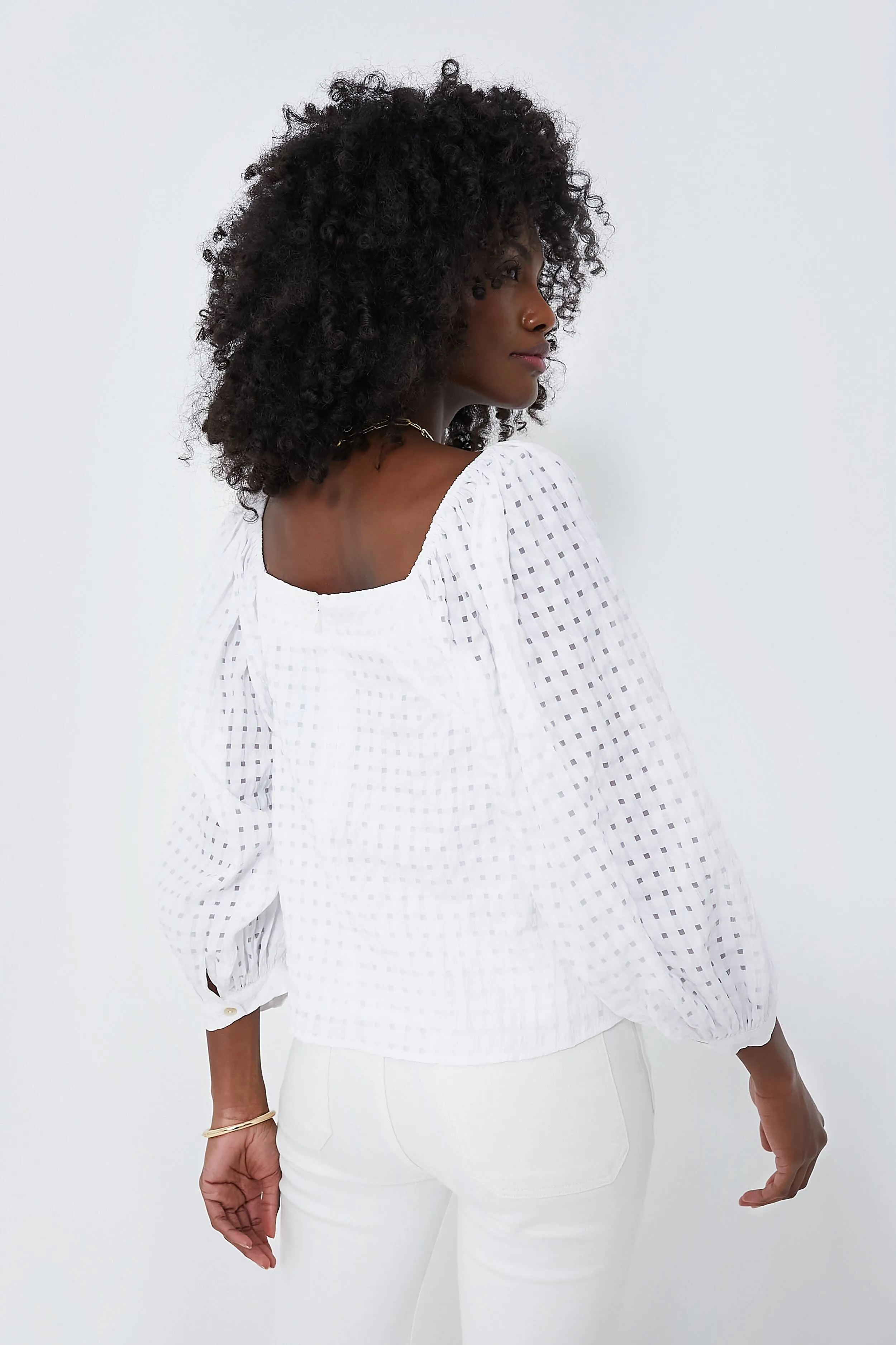 White Textured Bonnie Blouse sold by Tuckernuck product image thumbnail 4