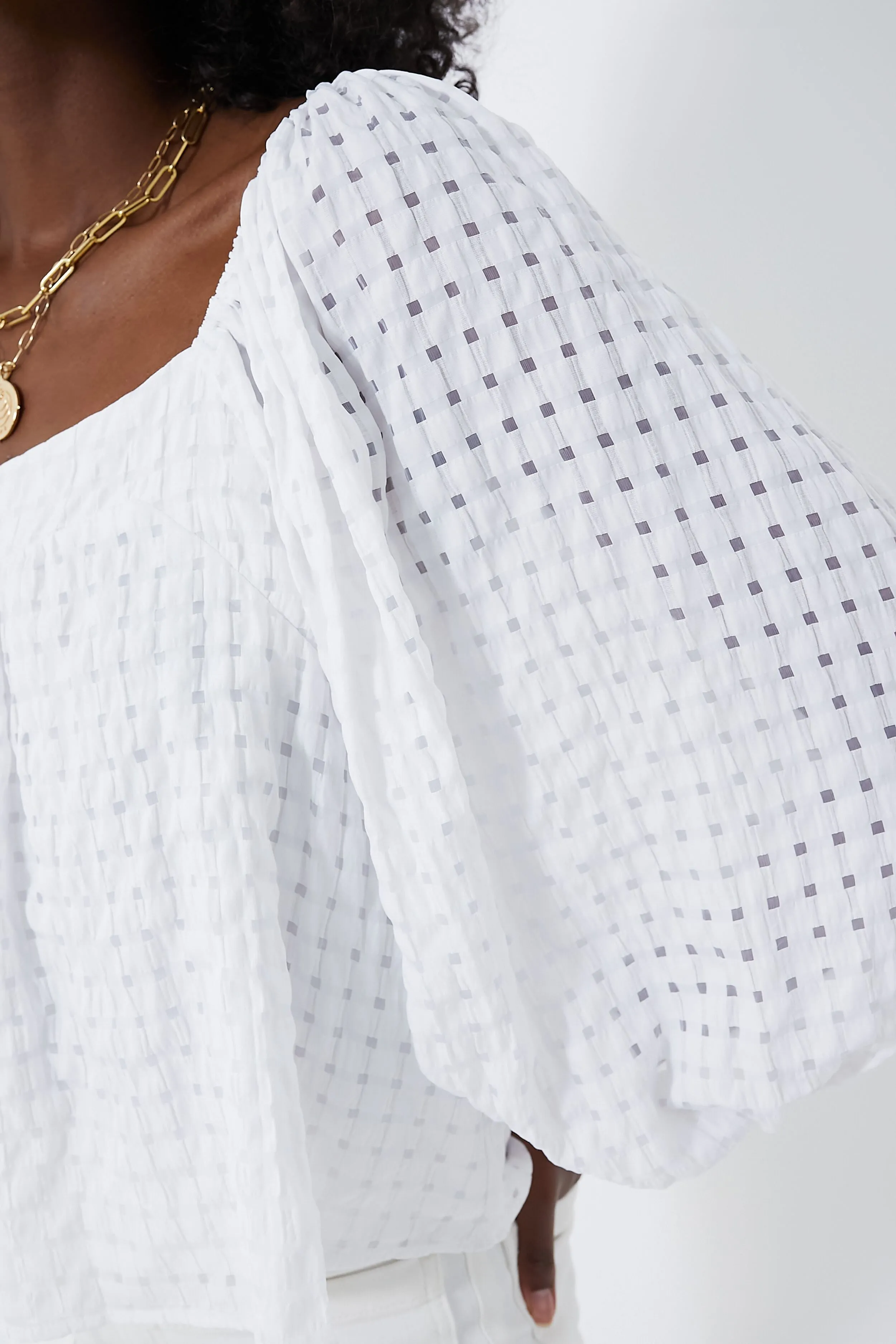 White Textured Bonnie Blouse sold by Tuckernuck product image thumbnail 5