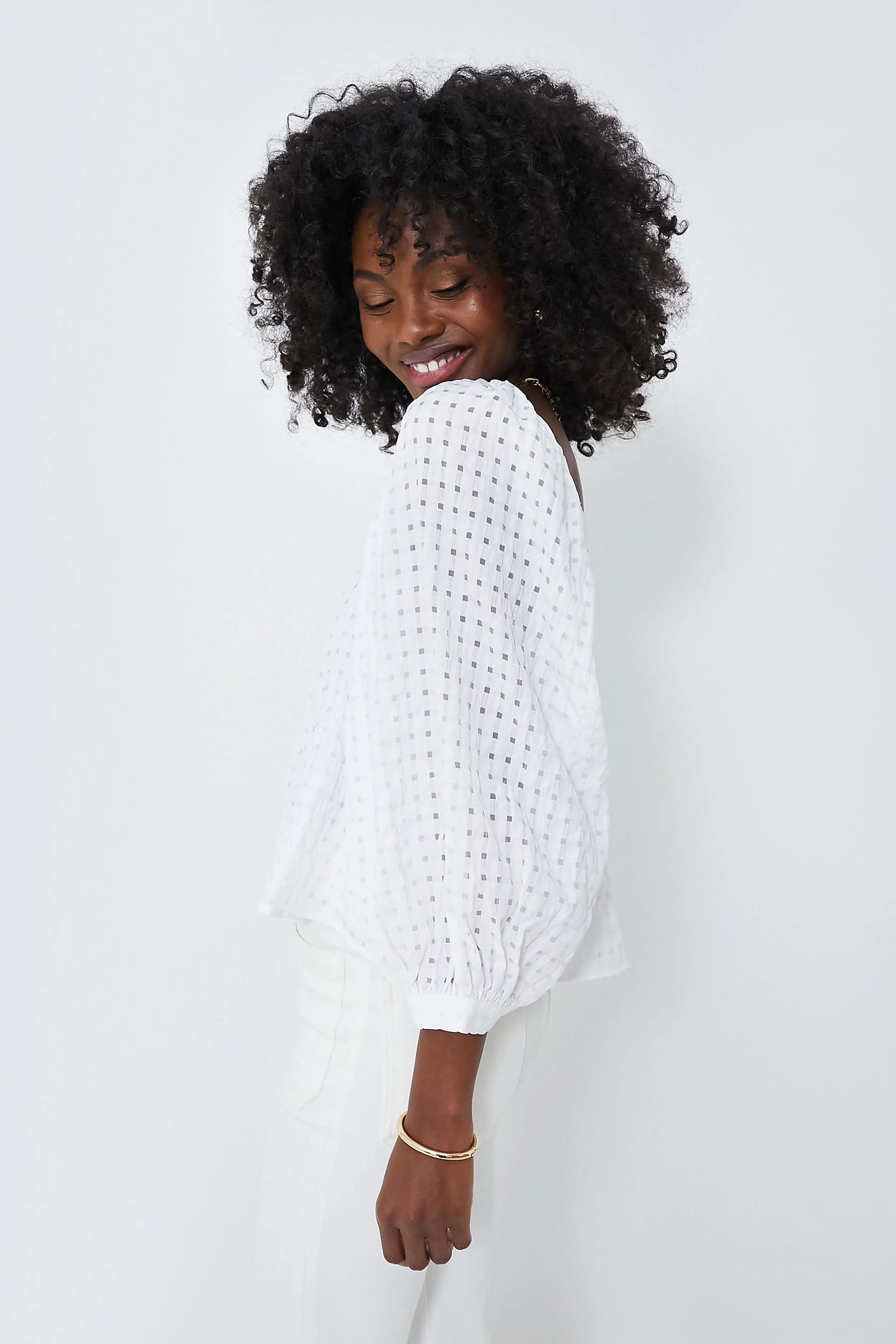 White Textured Bonnie Blouse sold by Tuckernuck product image thumbnail 3