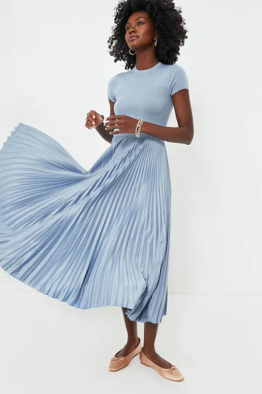 Chambray Blue Short Sleeve Gloria Day Dress made by Tuckernuck