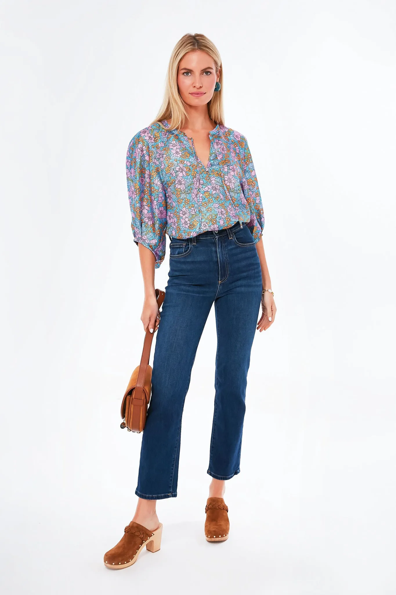 Blue Flowerscape Martha Blouse sold by Tuckernuck product image thumbnail 2