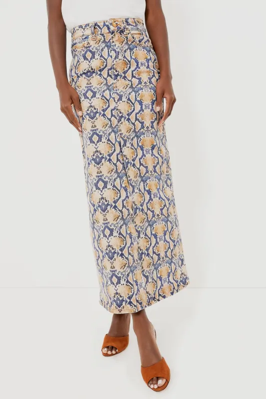 Safari Print Denim Maxi Slit Skirt sold by Tuckernuck