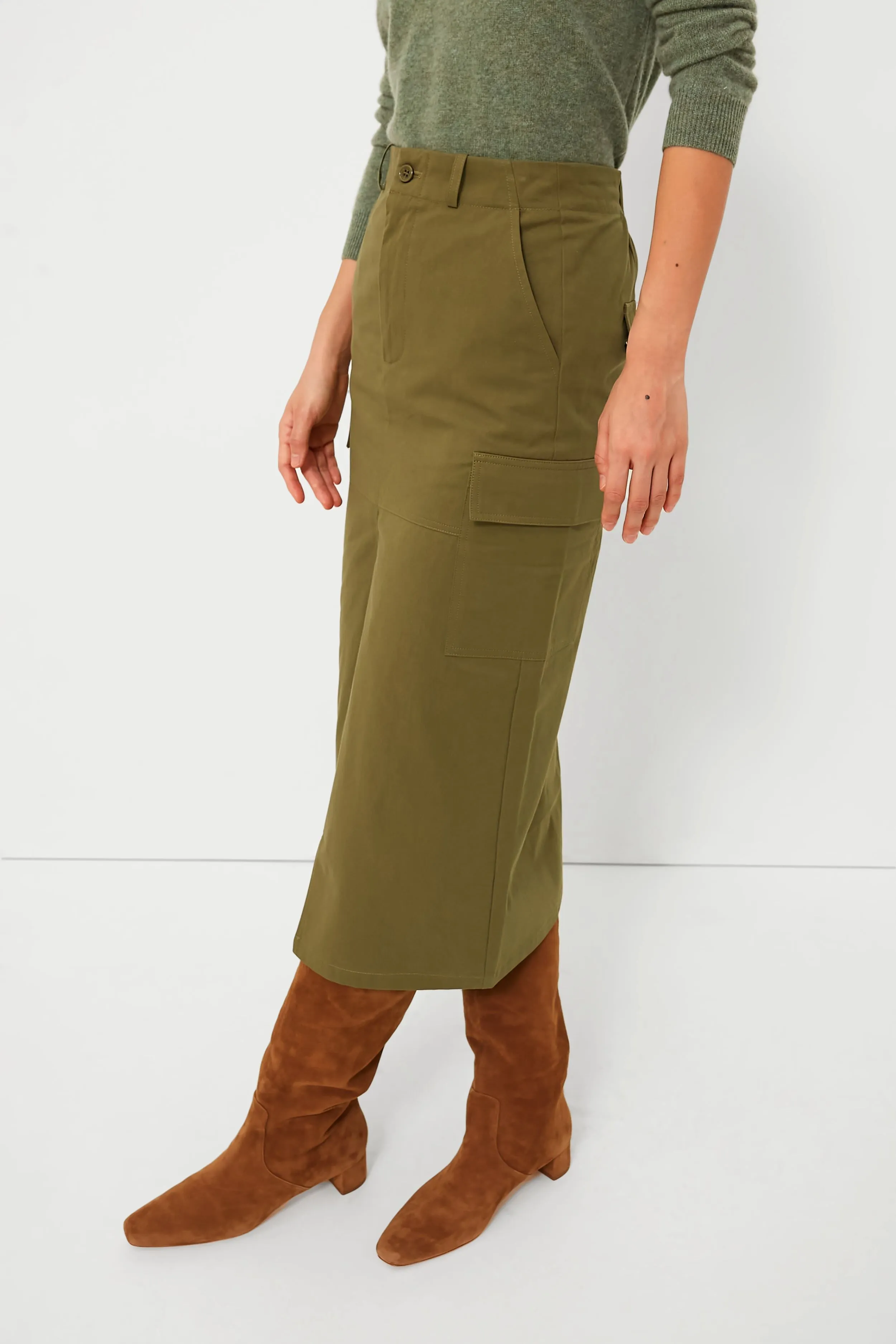 Army Green Cargo Midi Skirt sold by Tuckernuck product image thumbnail 3