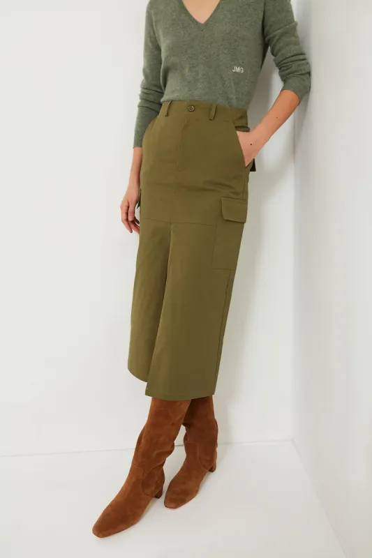 Army Green Cargo Midi Skirt sold by Tuckernuck