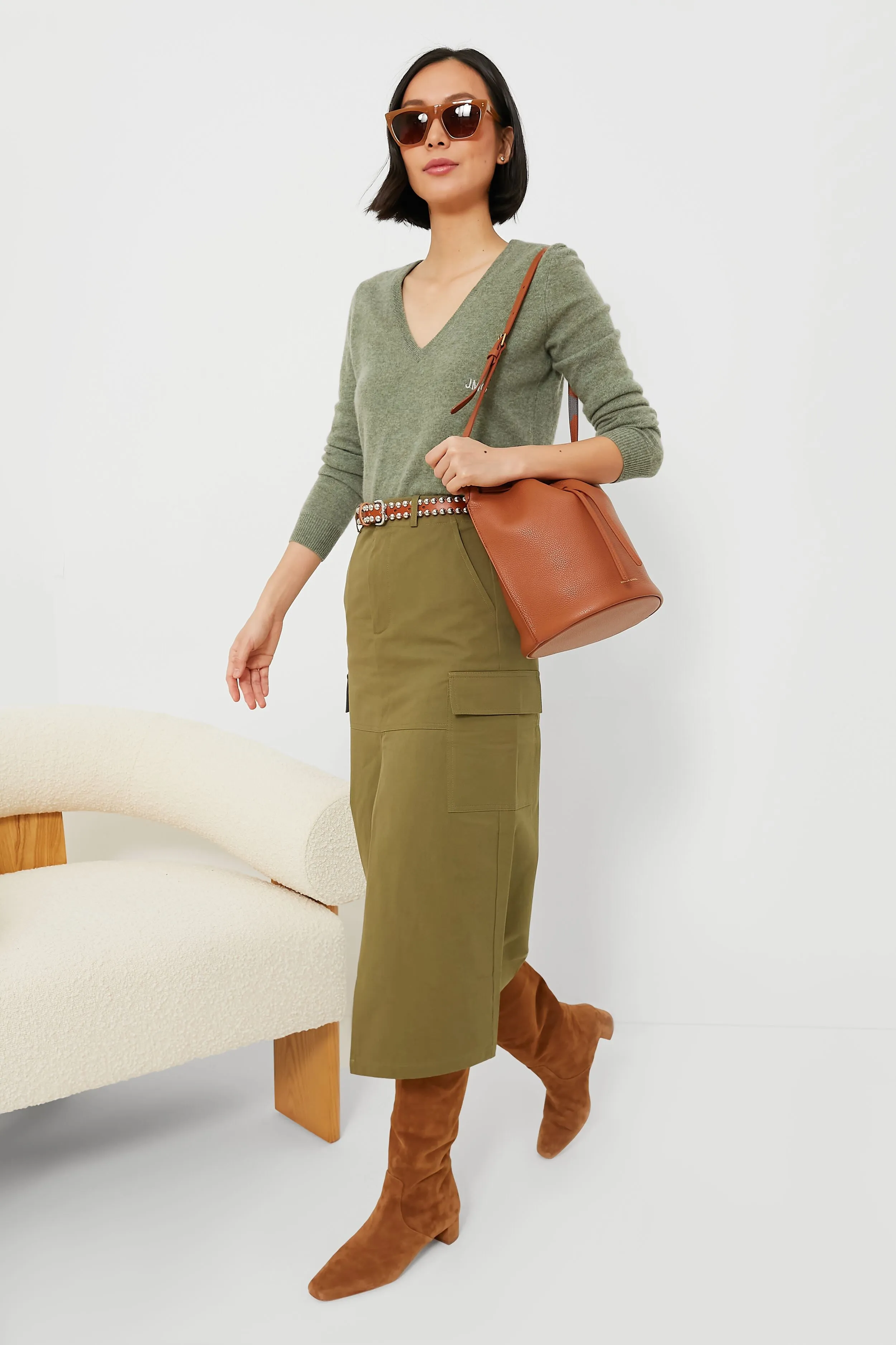Army Green Cargo Midi Skirt sold by Tuckernuck product image thumbnail 2
