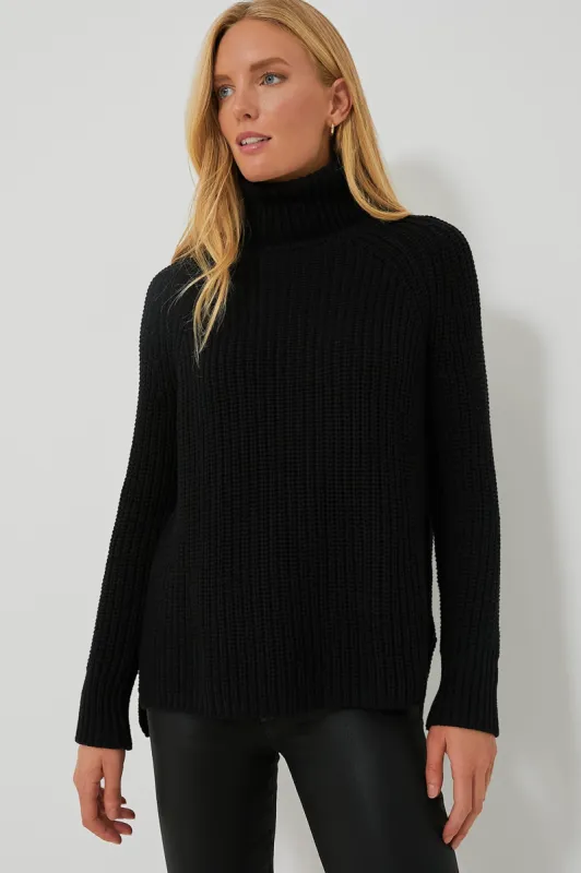 Black Shaker Turtleneck Sweater made by 525 America