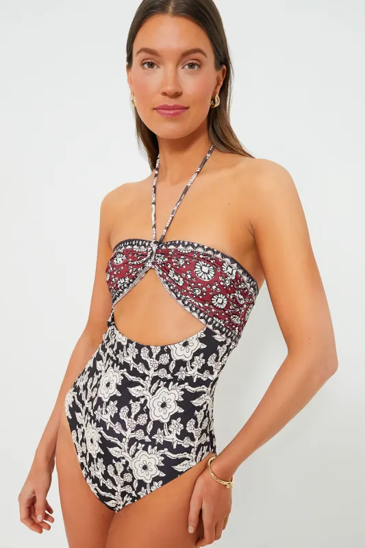 Red Danae Print Halter Neck One Piece sold by Tuckernuck