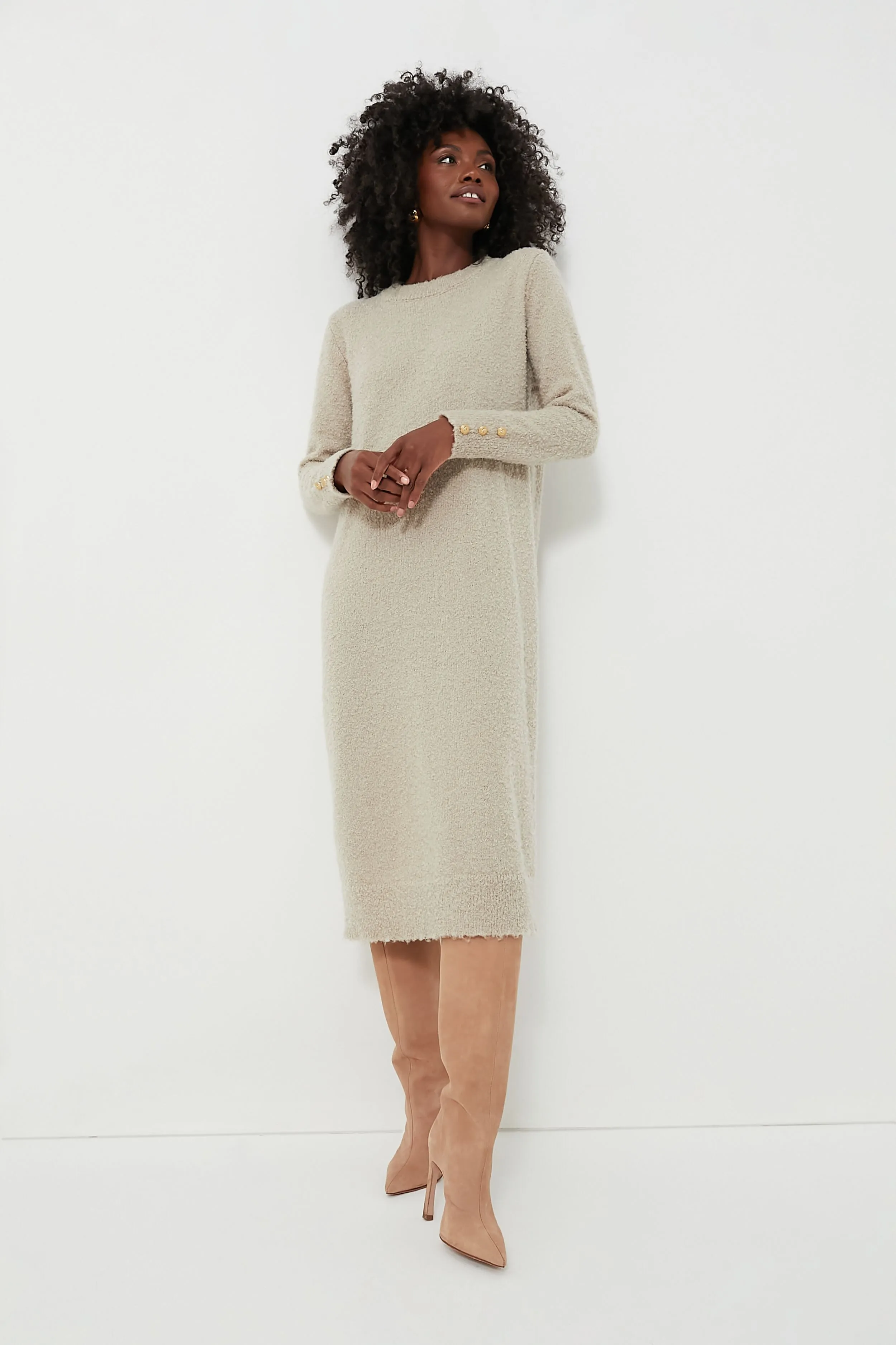 Tan Boucle Knit Nelle Dress sold by Tuckernuck