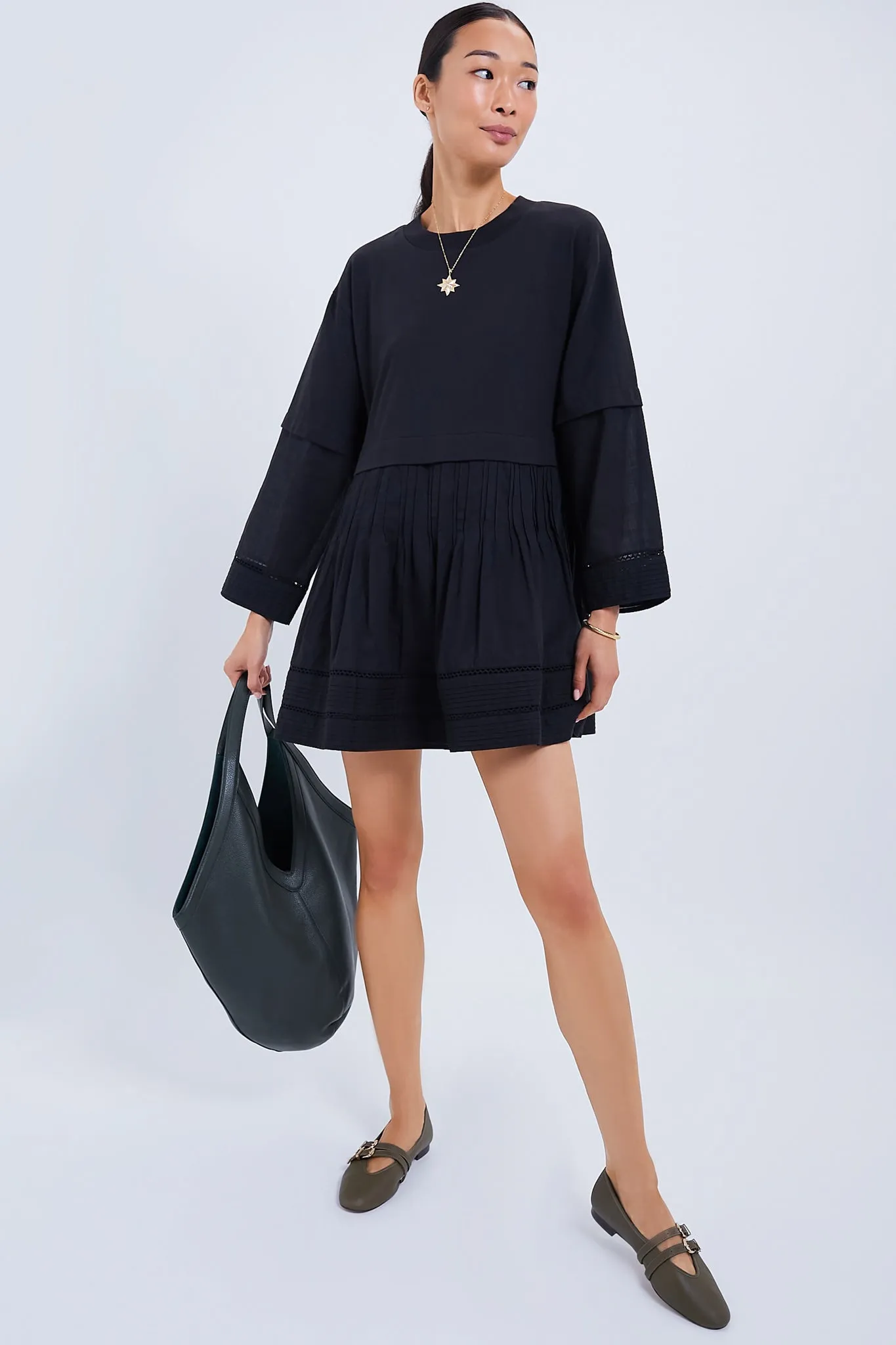 Black Renata Ramie Longsleeve Tunic Dress sold by Tuckernuck product image thumbnail 2