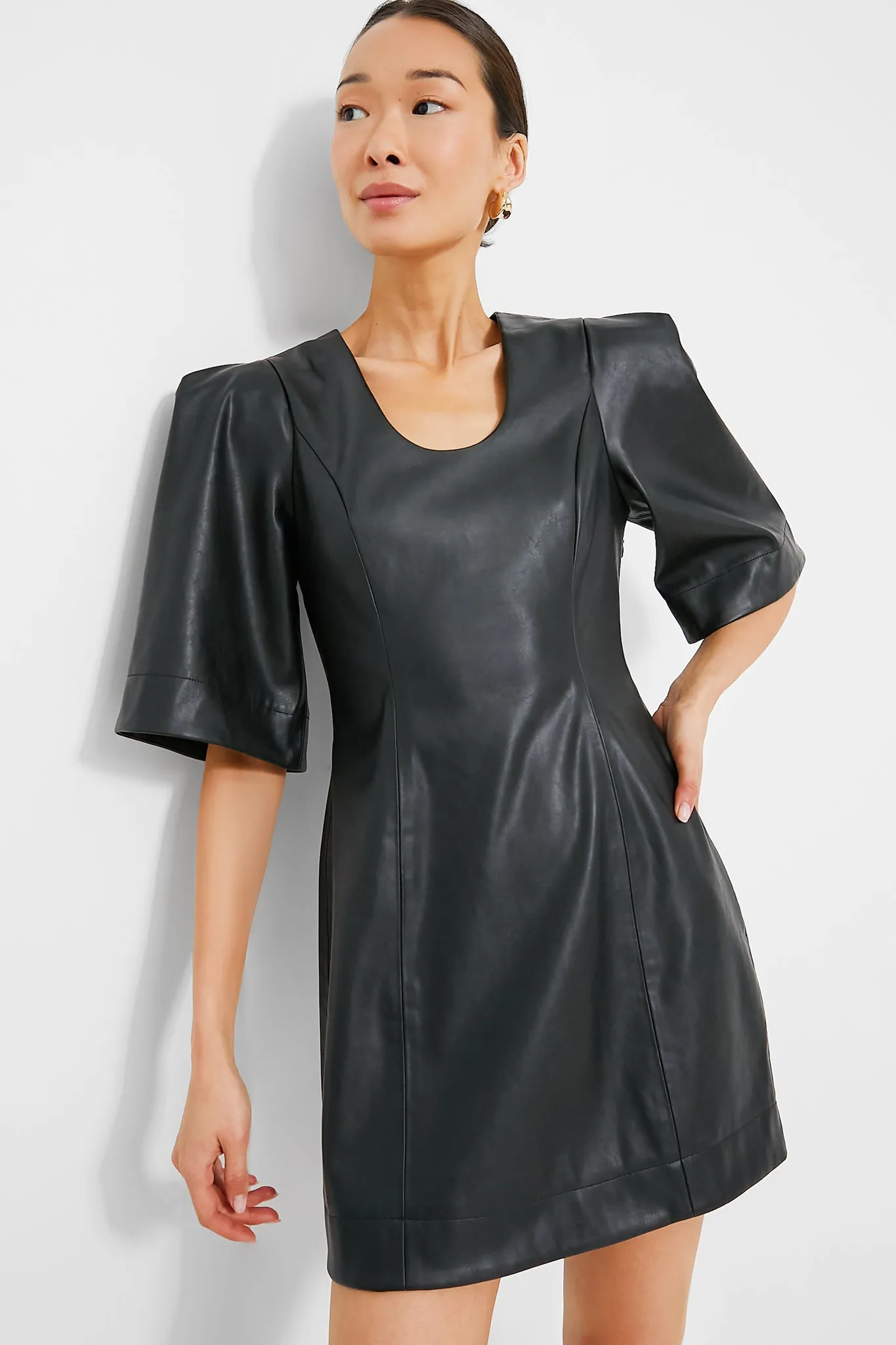 Black Leather Ariella Dress sold by Tuckernuck
