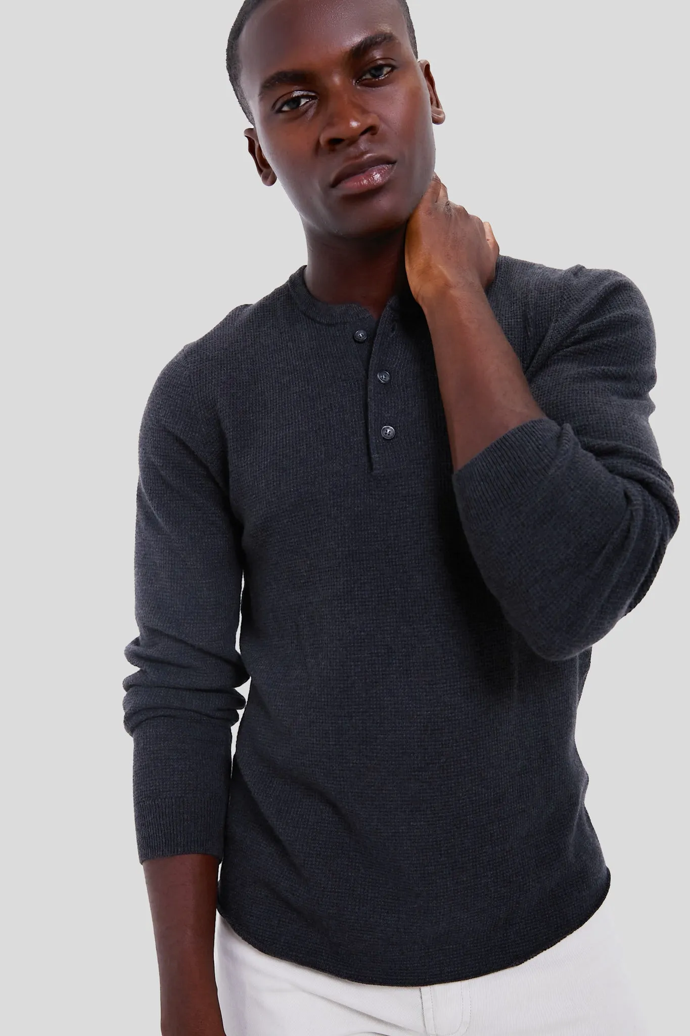 Black Oyster Henley Sweater sold by Tuckernuck