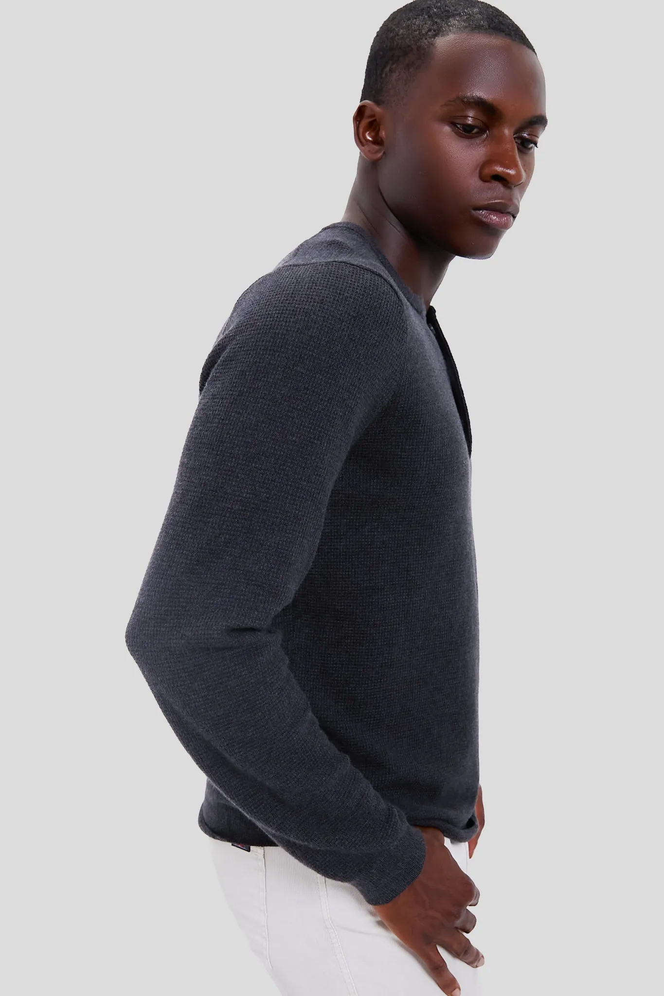 Black Oyster Henley Sweater sold by Tuckernuck product image thumbnail 3