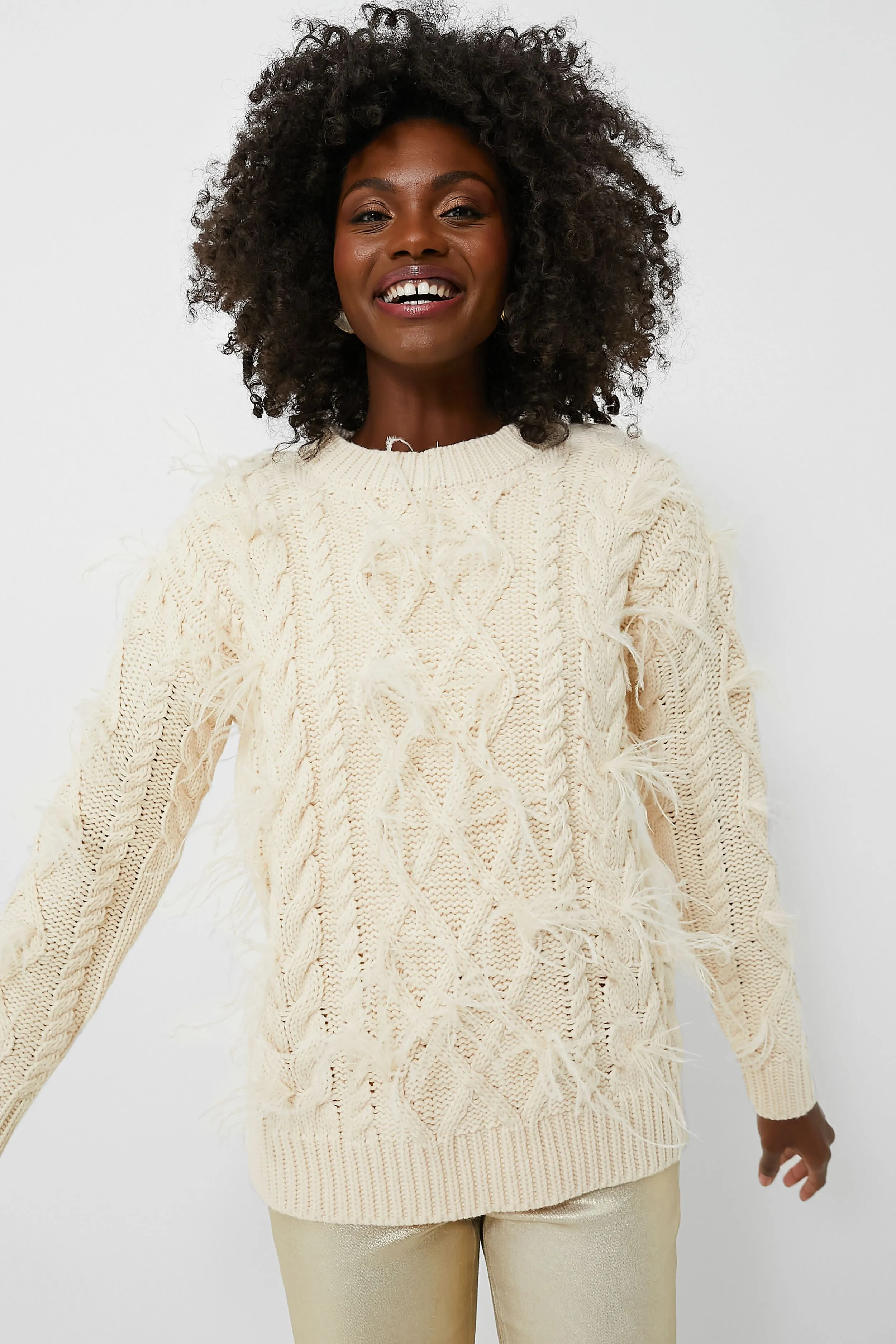 Cream Talulah Feather Sweater sold by Tuckernuck