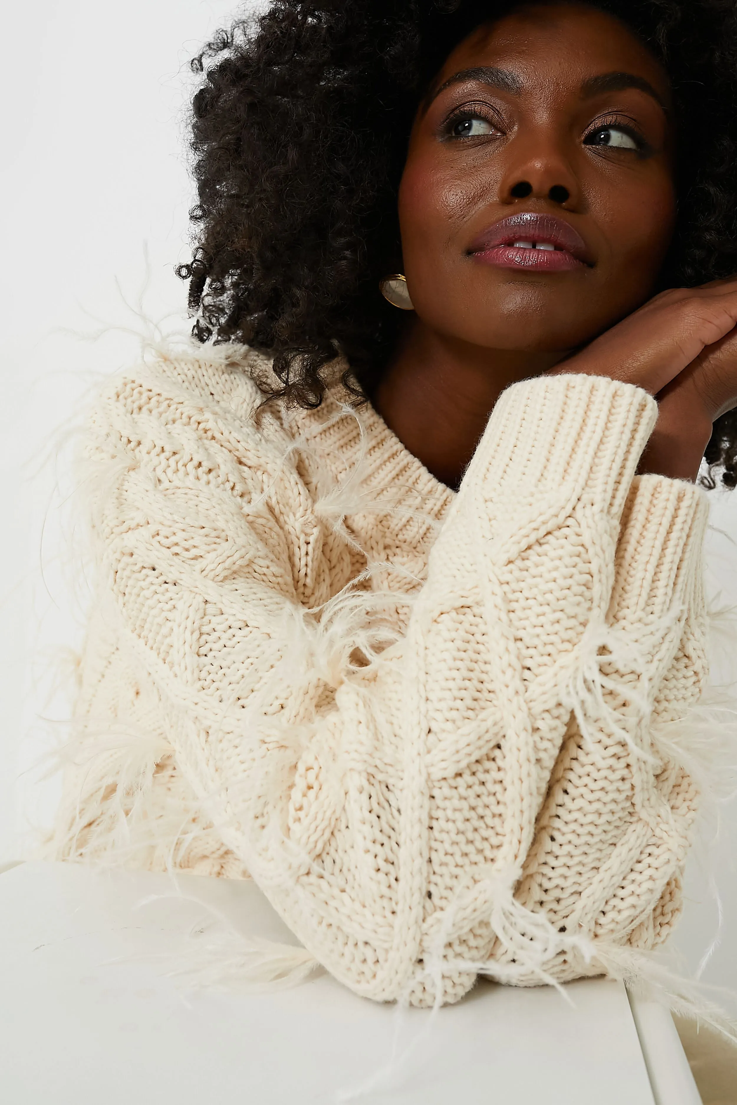 Cream Talulah Feather Sweater sold by Tuckernuck product image thumbnail 5