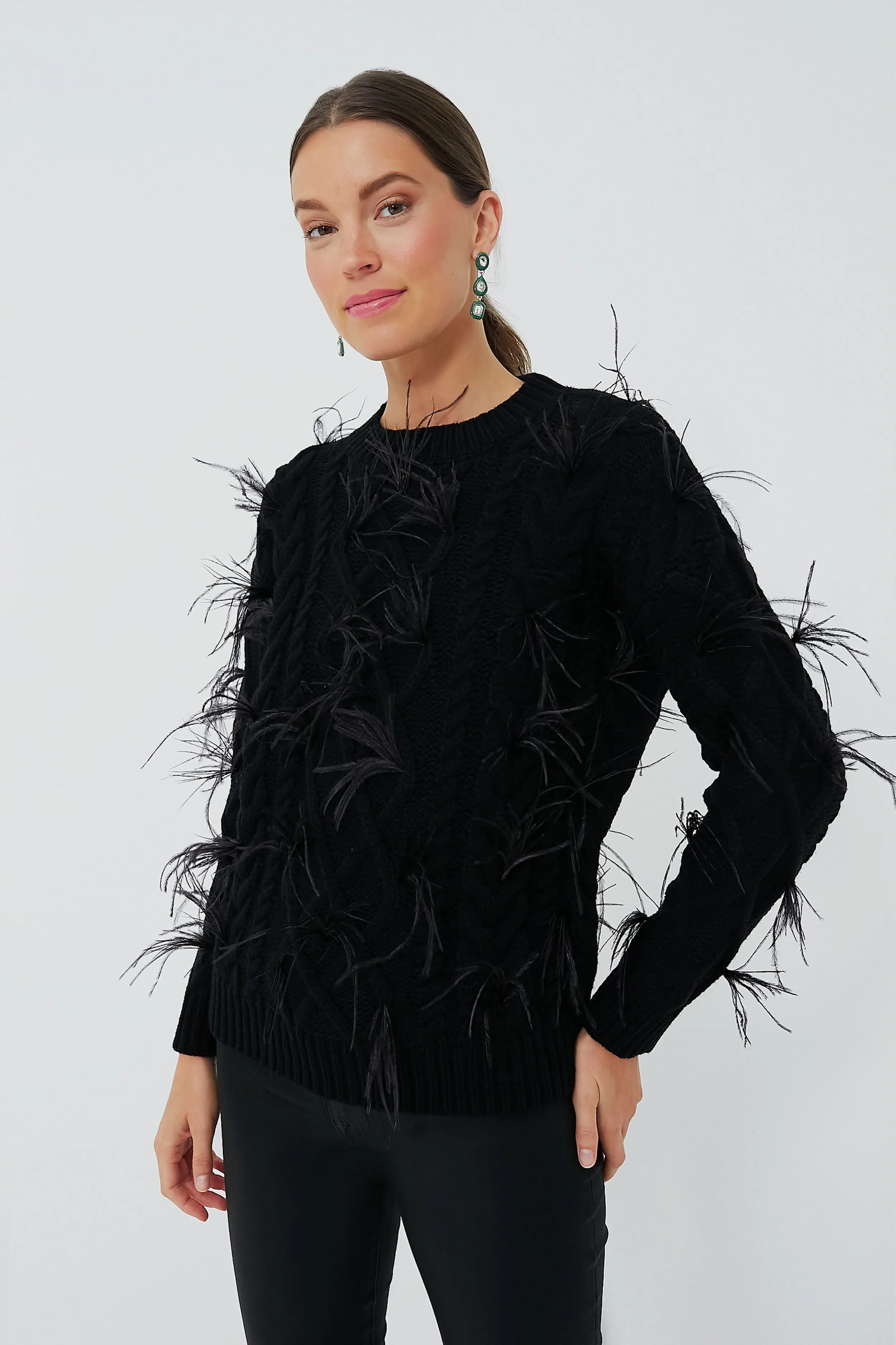 Black Talulah Feather Sweater sold by Tuckernuck