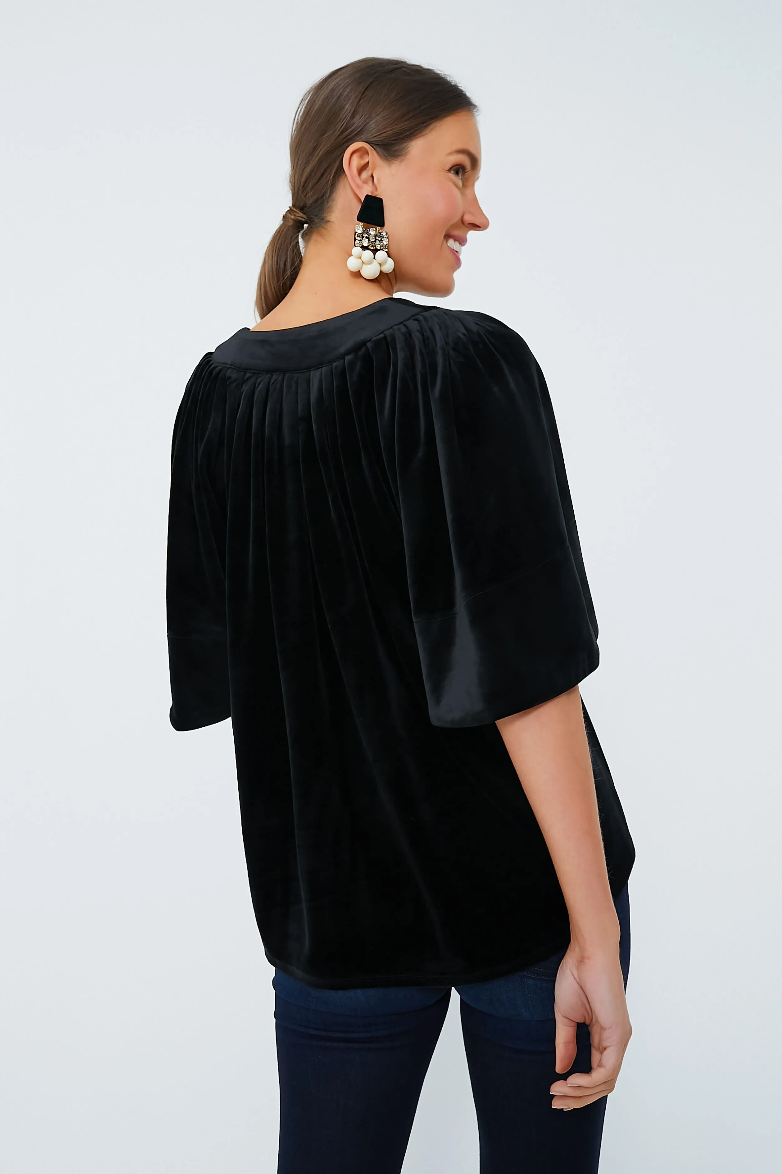 Black Velvet Finley Flutter Sleeve Top sold by Tuckernuck product image thumbnail 4
