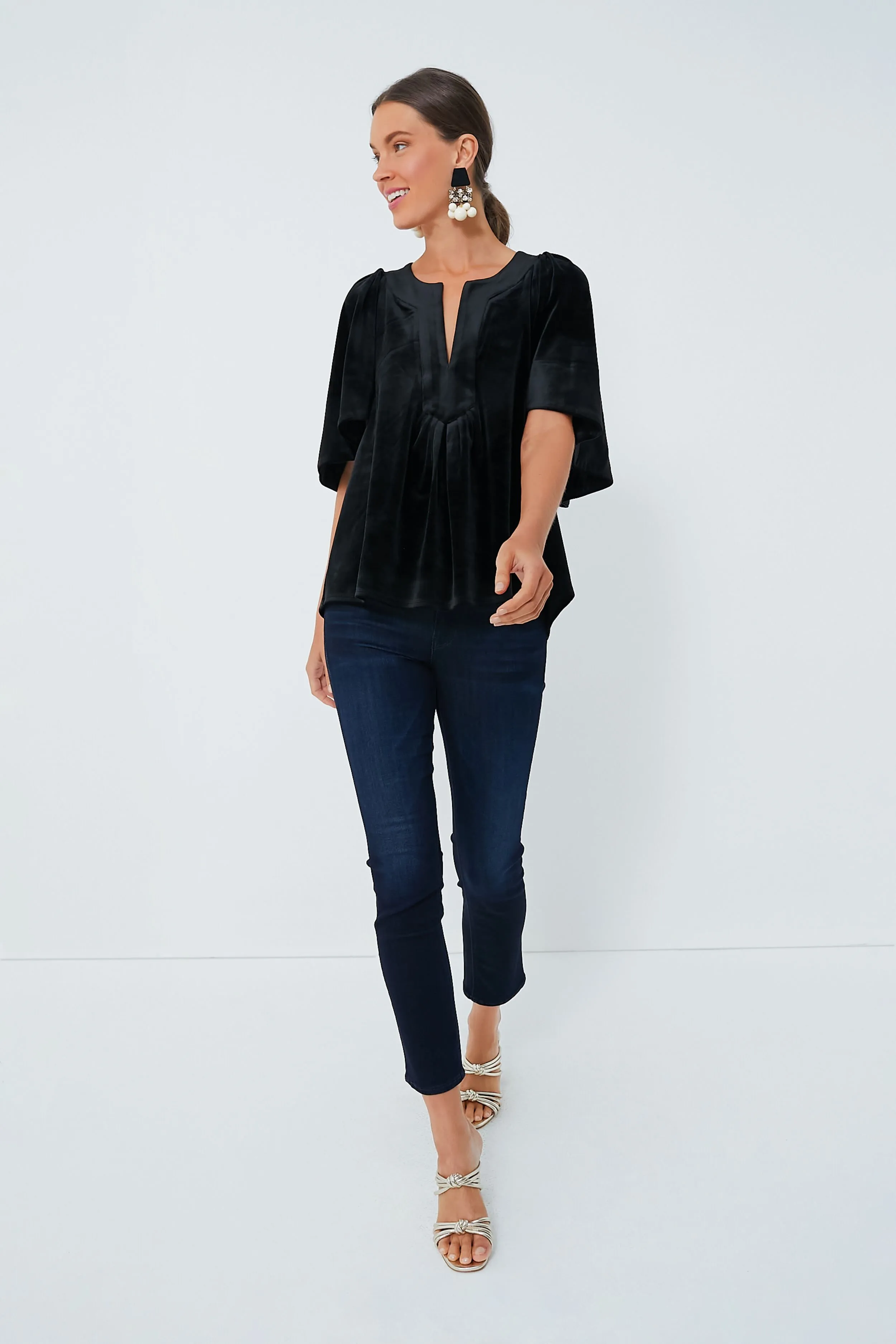 Black Velvet Finley Flutter Sleeve Top sold by Tuckernuck product image thumbnail 2