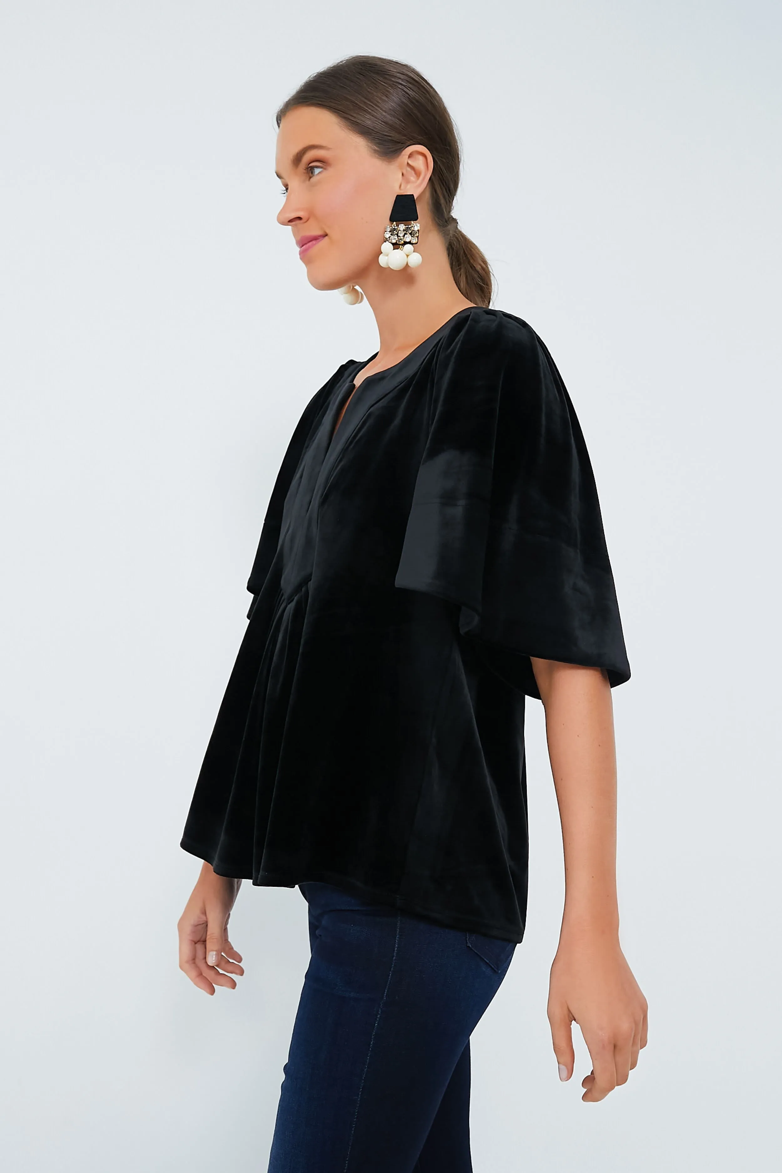 Black Velvet Finley Flutter Sleeve Top sold by Tuckernuck product image thumbnail 3