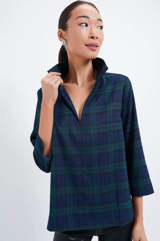 Blackwatch Sullivan Stand Collar Blouse sold by Tuckernuck