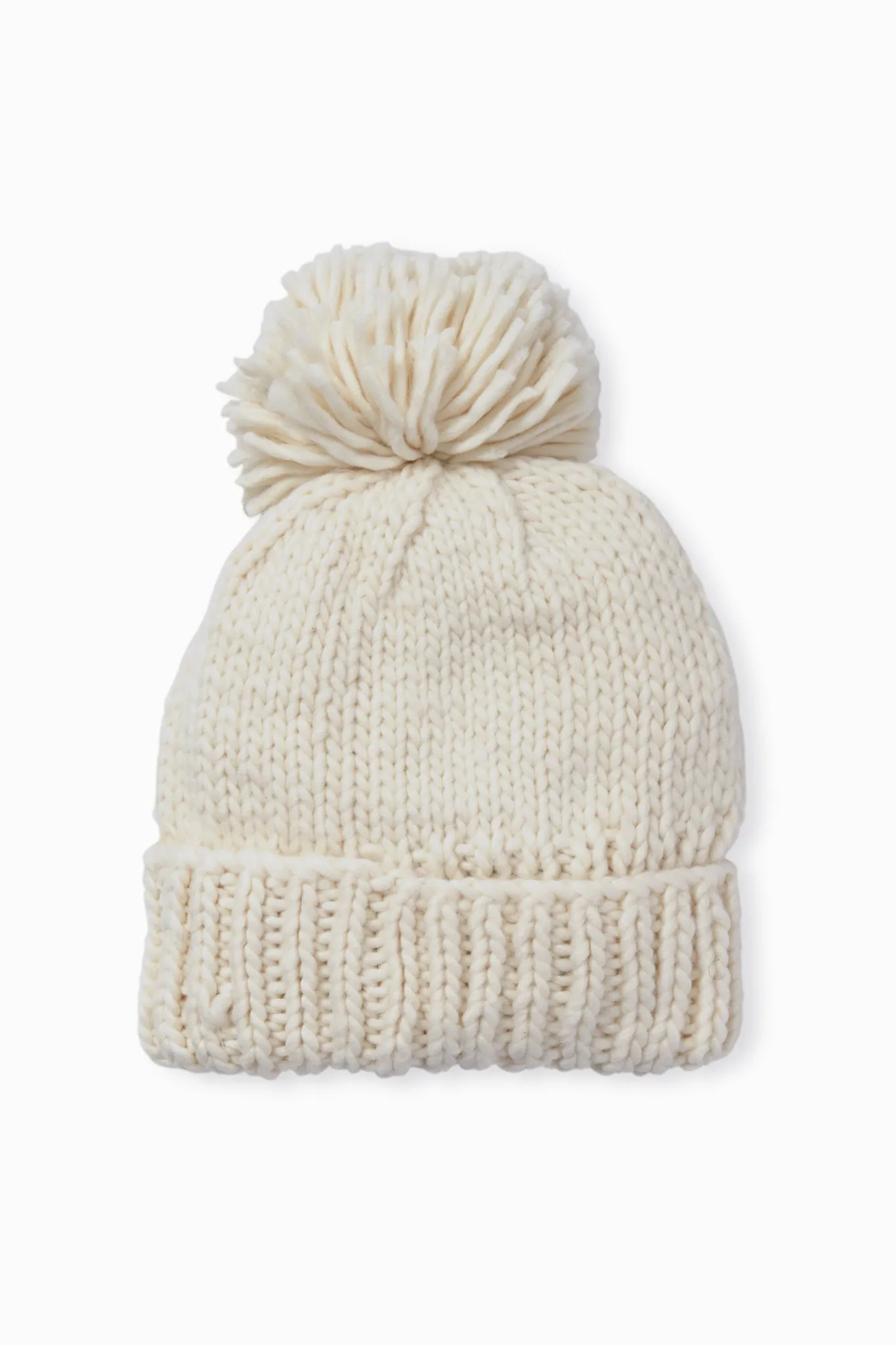 Ivory Hand Knitted Basic Pom Hat sold by Tuckernuck
