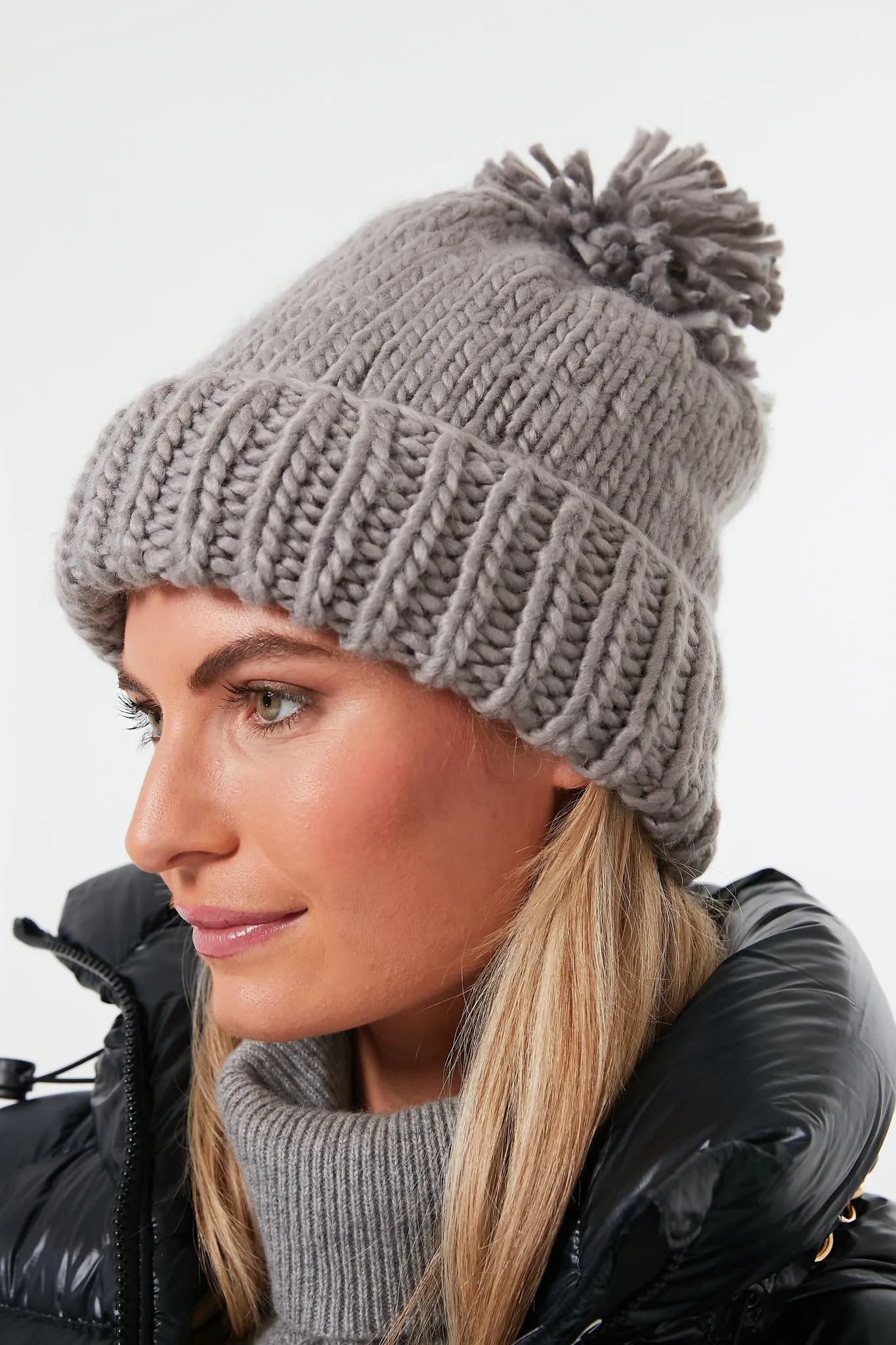 Grey Hand Knitted Basic Pom Hat sold by Tuckernuck product image thumbnail 2