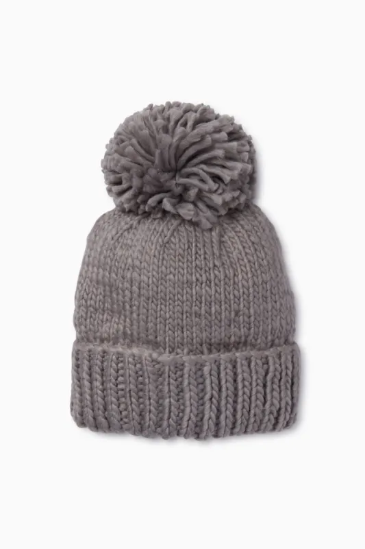 Grey Hand Knitted Basic Pom Hat sold by Tuckernuck