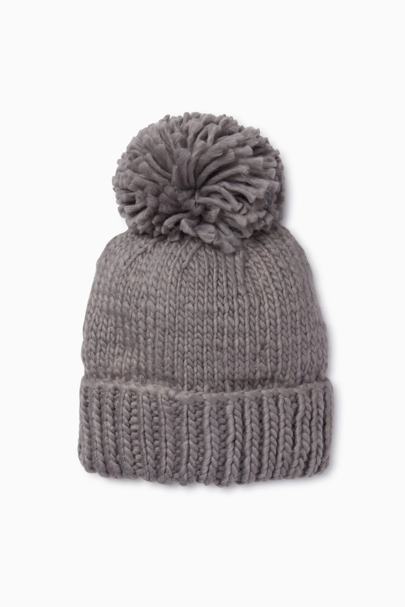 Grey Hand Knitted Basic Pom Hat sold by Tuckernuck