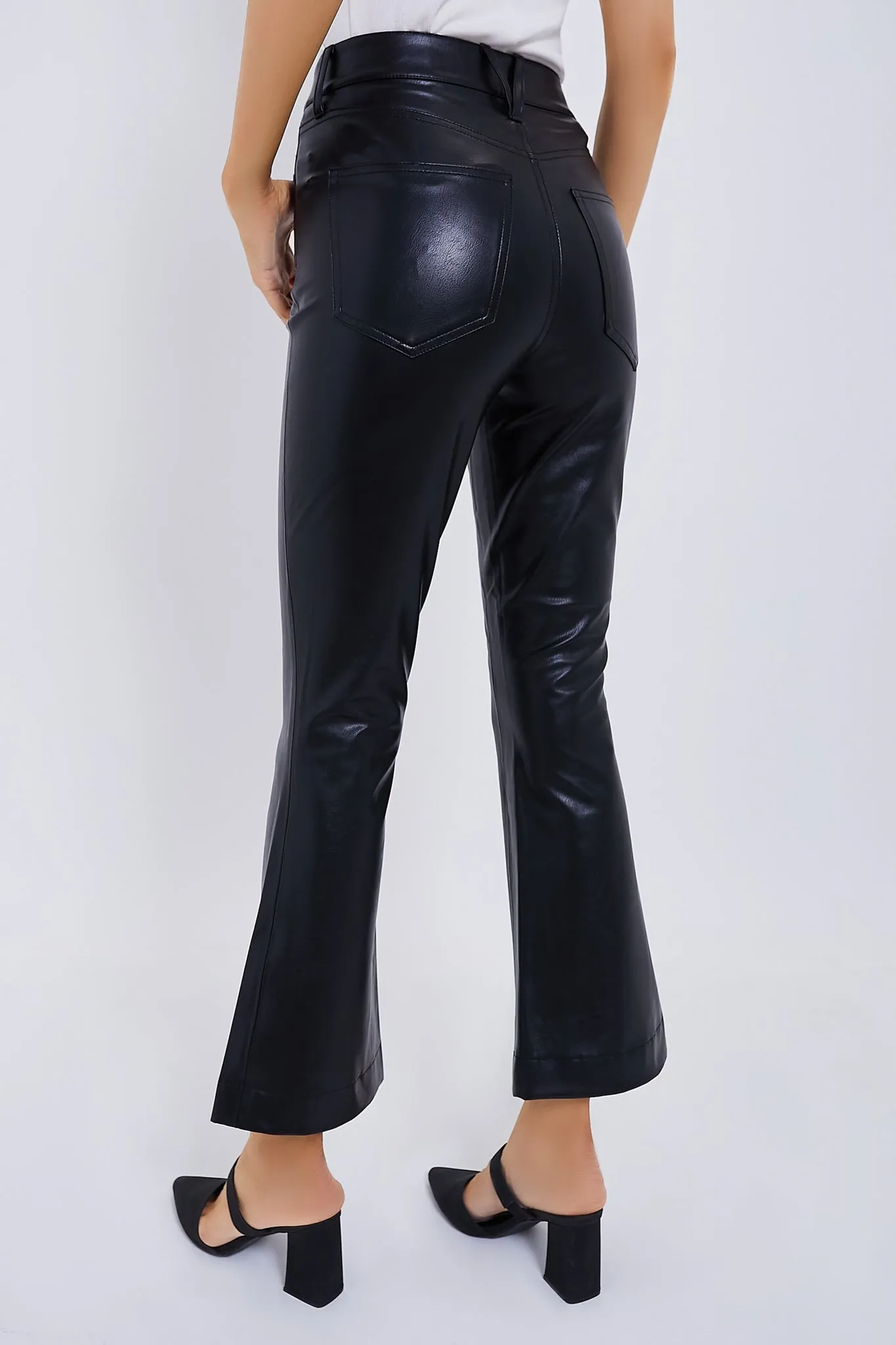 Black Carson Vegan Leather High Rise Ankle Flare sold by Tuckernuck product image thumbnail 4