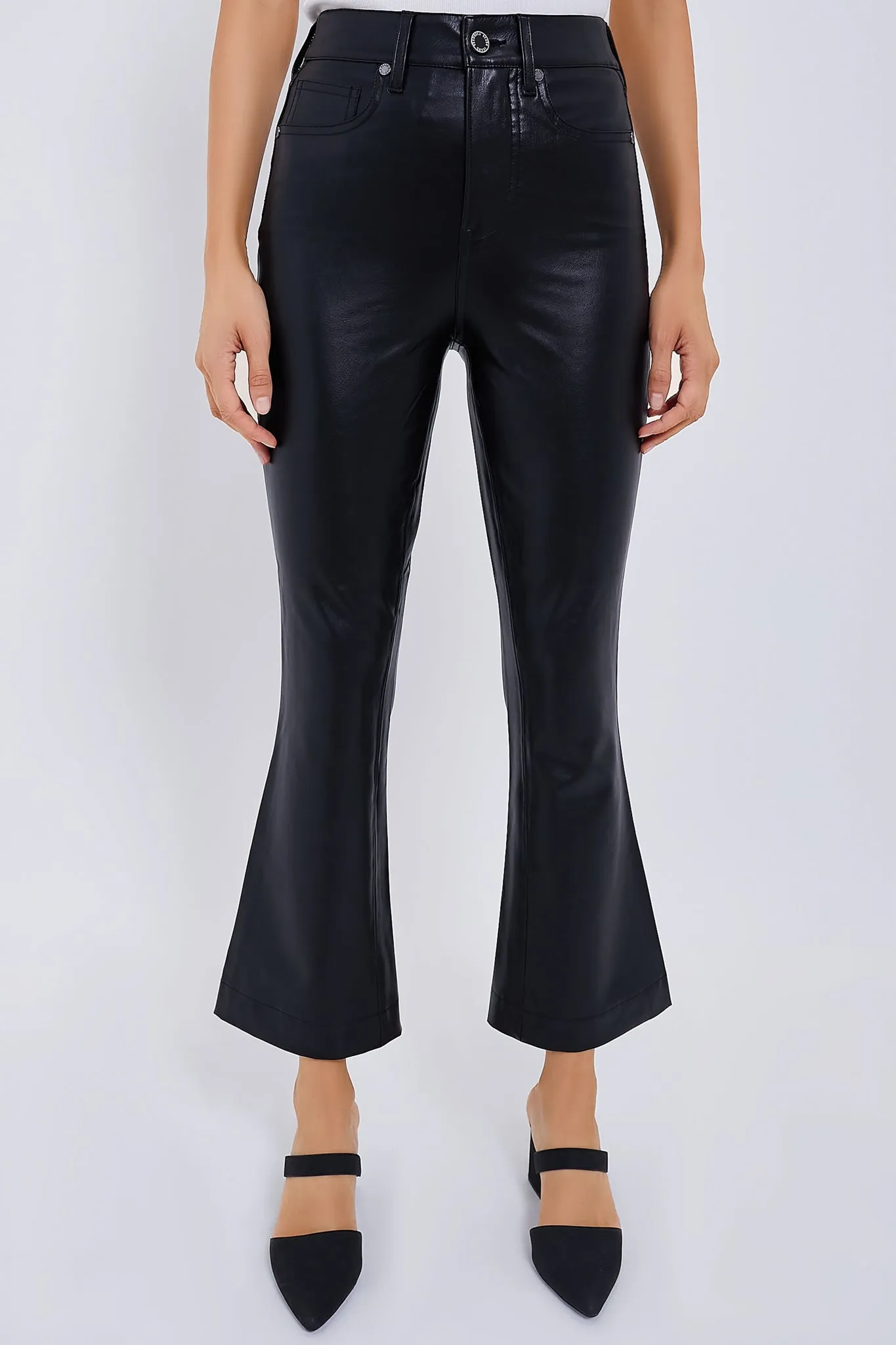 Black Carson Vegan Leather High Rise Ankle Flare sold by Tuckernuck