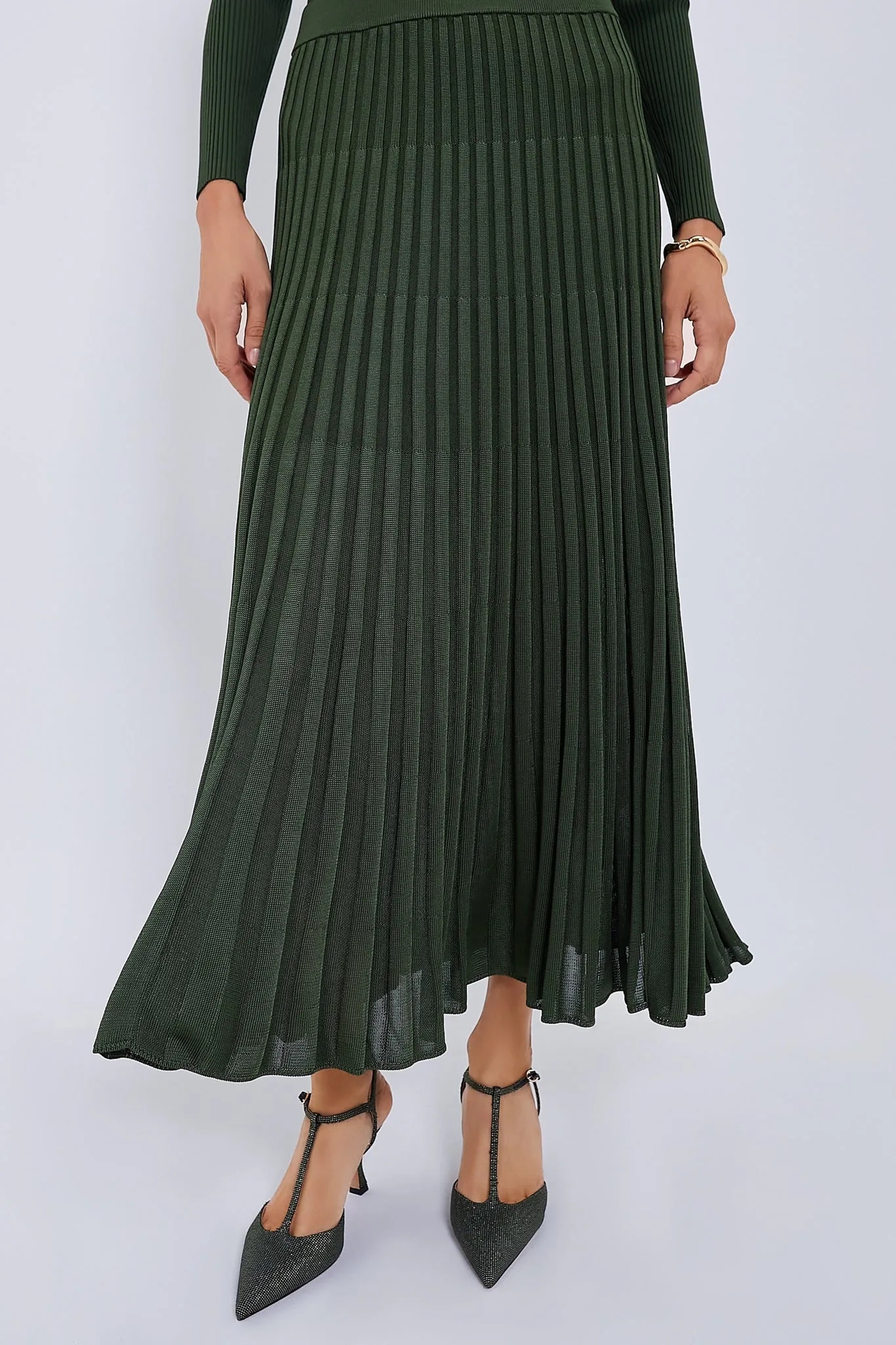 Forest Pleated Midi Skirt sold by Tuckernuck
