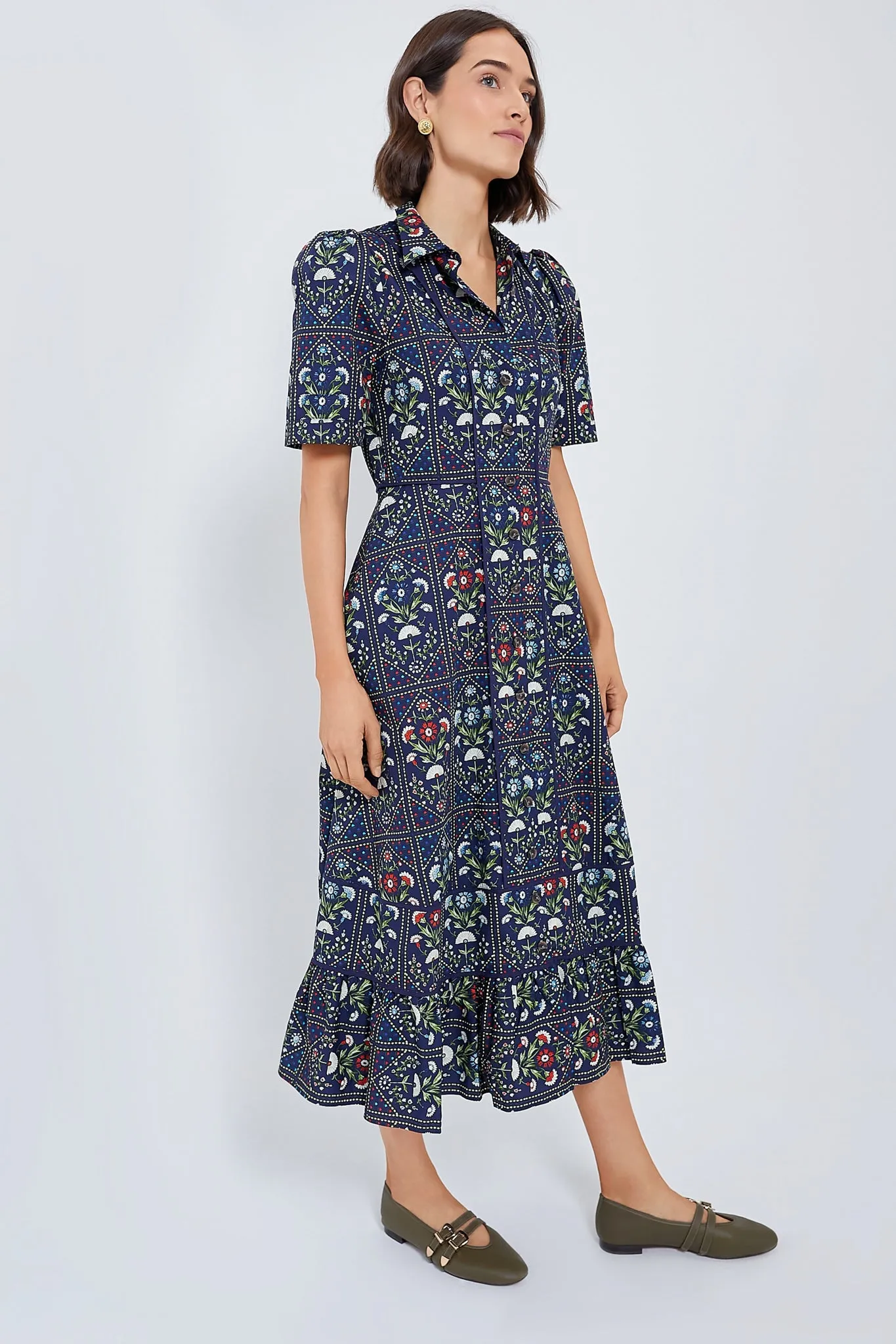 Navy Trellis Greta Dress sold by Tuckernuck product image thumbnail 3