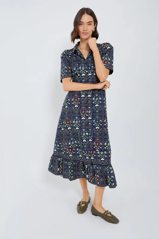 Navy Trellis Greta Dress sold by Tuckernuck