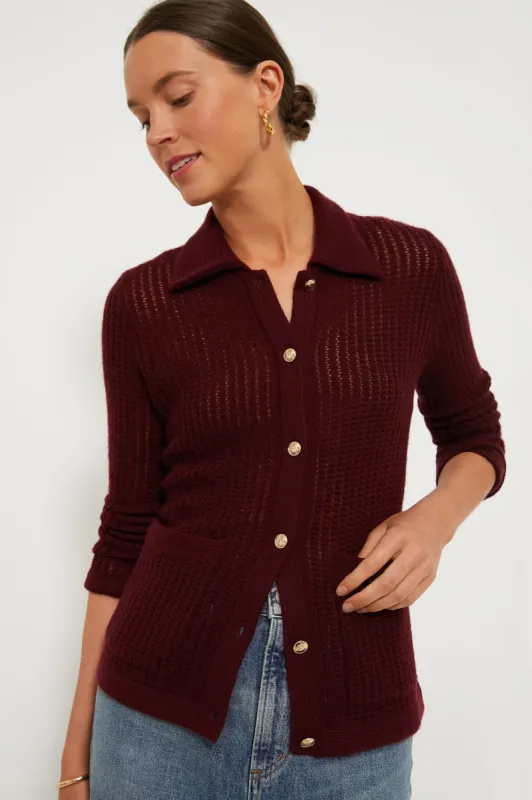 Burgundy Pointelle Cashmere Blouse sold by Tuckernuck