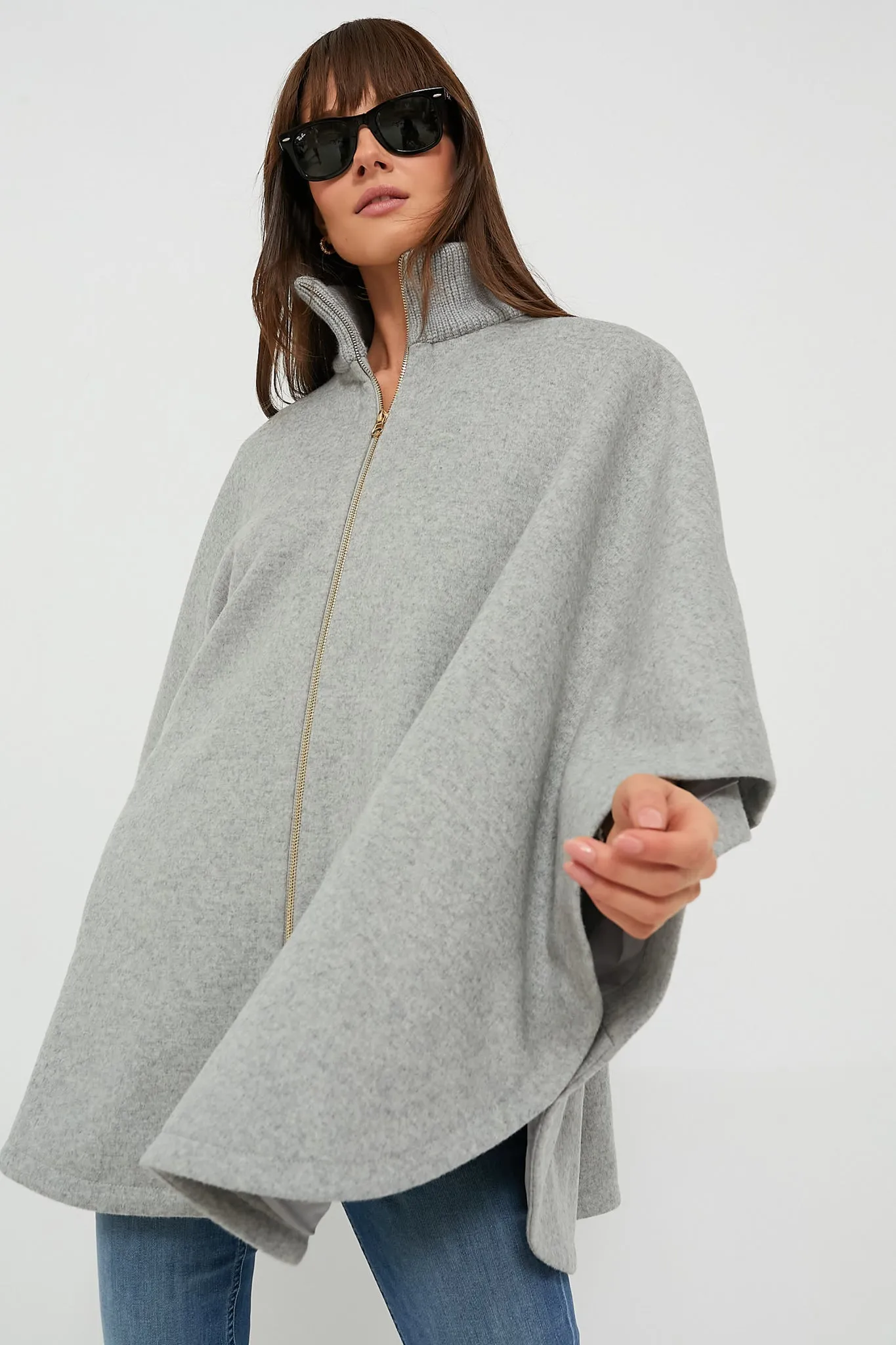 Grey Full Zip Huntington Poncho sold by Tuckernuck