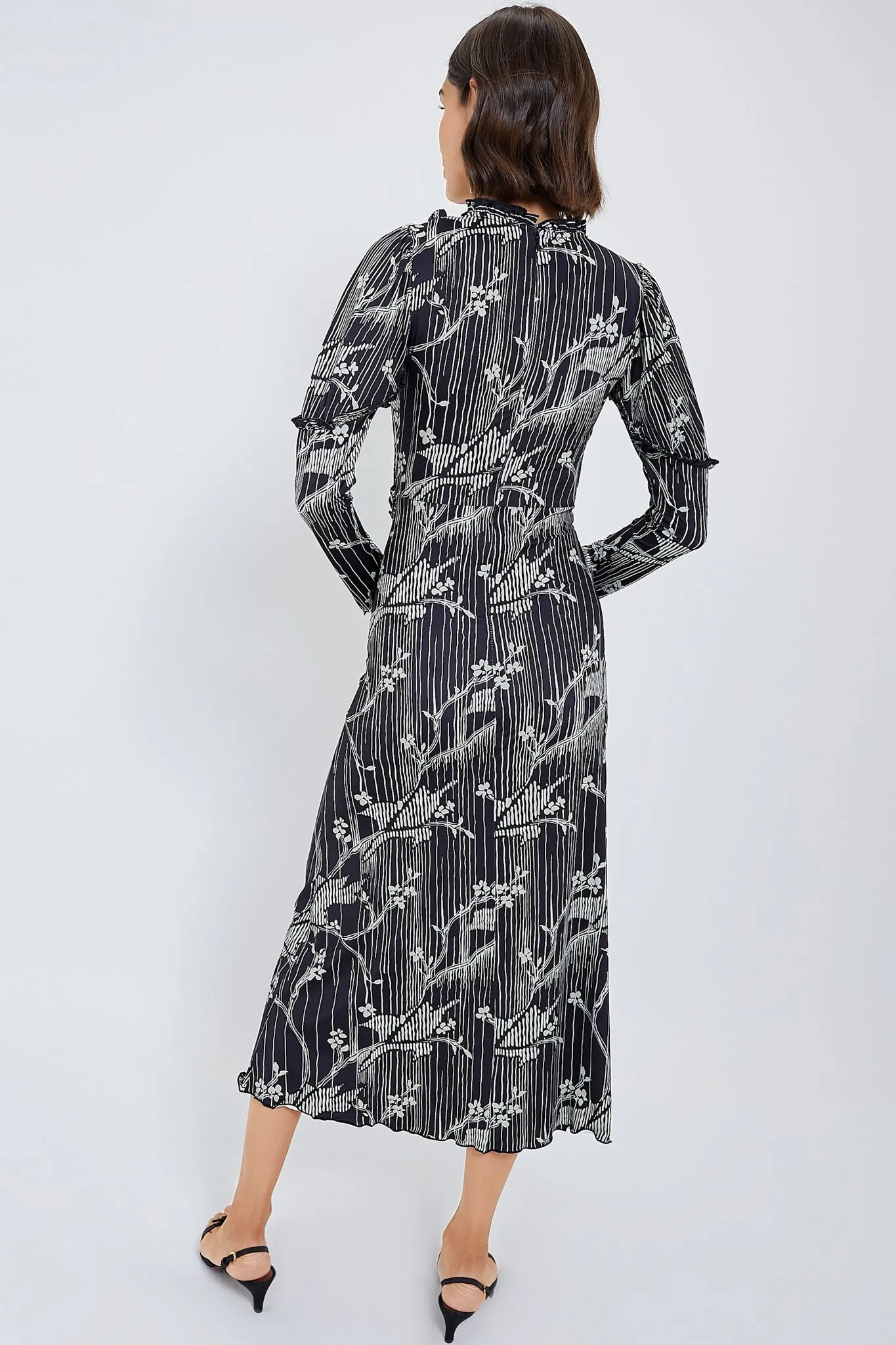 Black Sunniva Print Ruffle Detail Long Sleeve Dress sold by Tuckernuck product image thumbnail 4