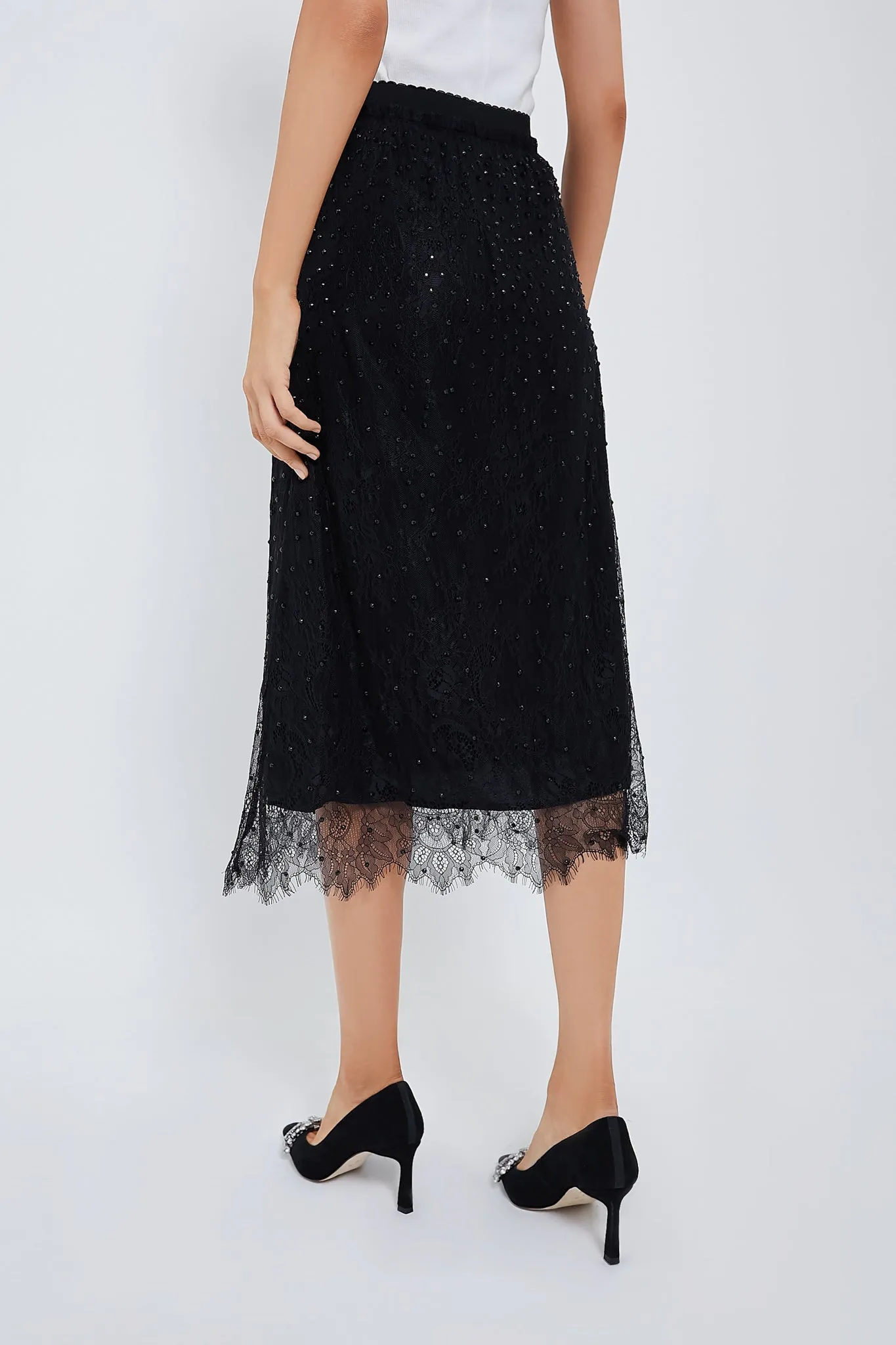 Black Seraphina Stoned Lace Skirt sold by Tuckernuck product image thumbnail 4