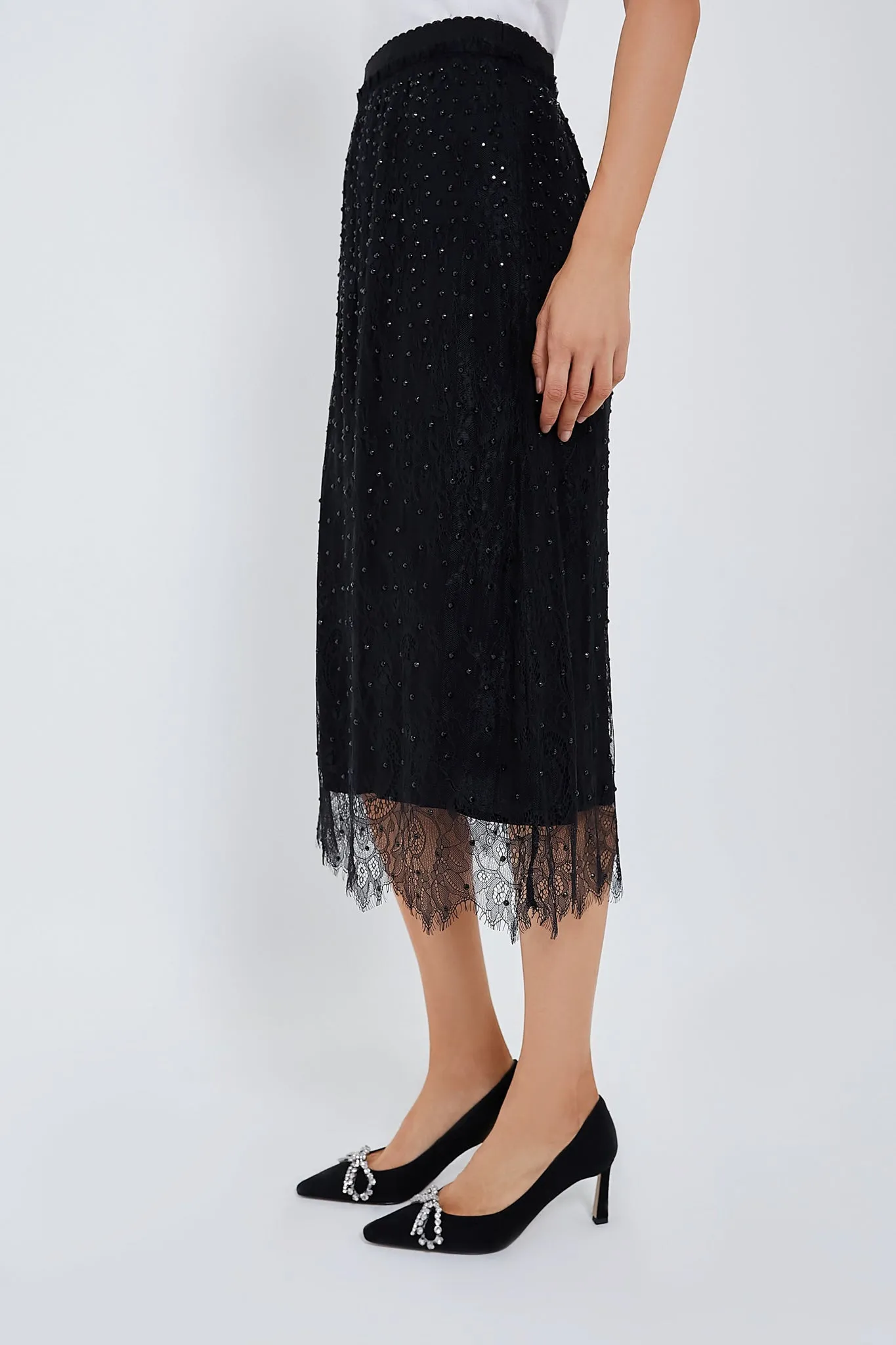 Black Seraphina Stoned Lace Skirt sold by Tuckernuck product image thumbnail 3