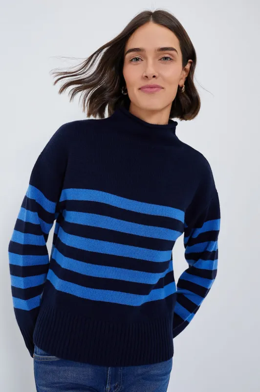The Navy and Royal Blue Lucca Sweater made by Kule