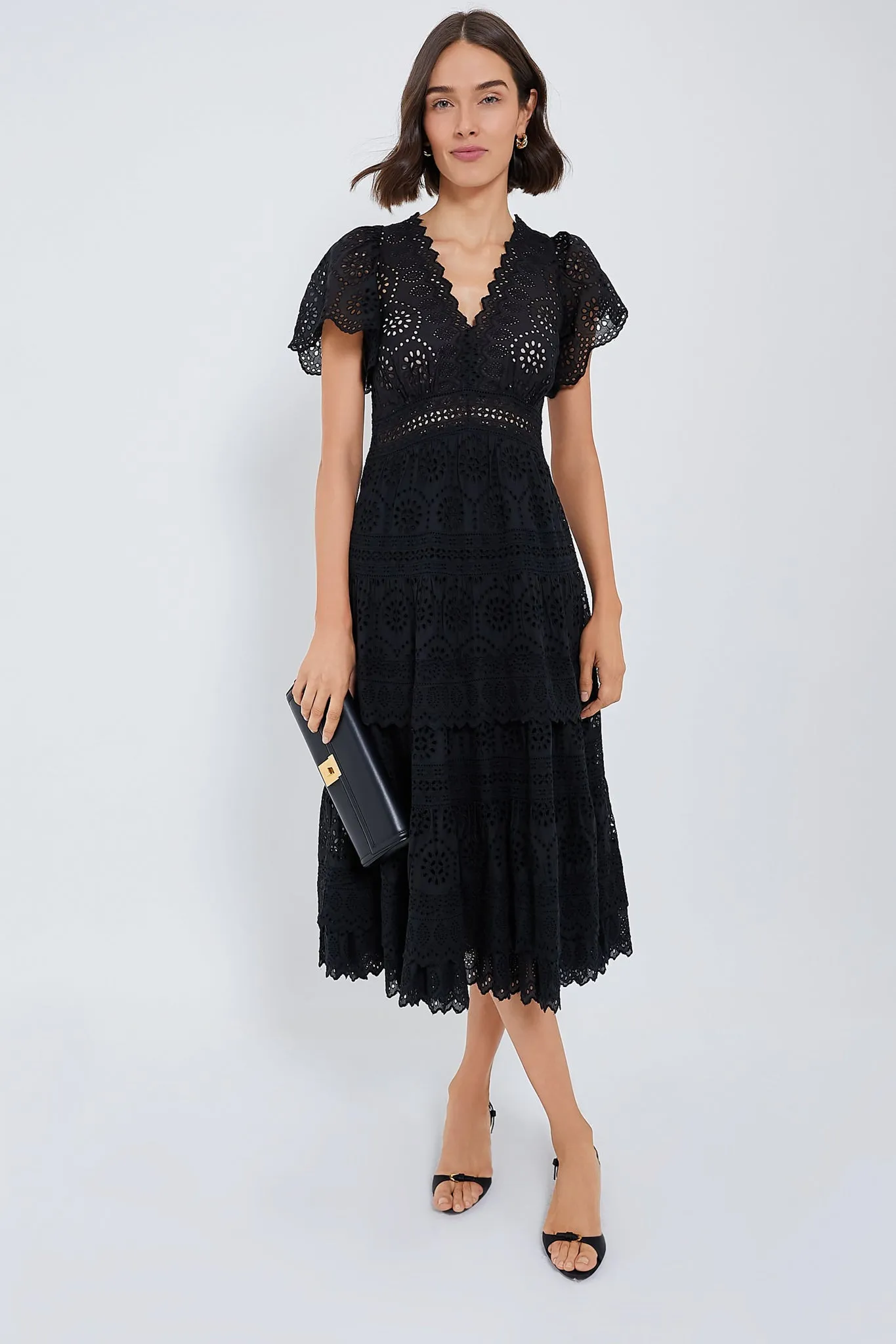 Black Lainey Embroidery Short Sleeve Dress sold by Tuckernuck product image thumbnail 2