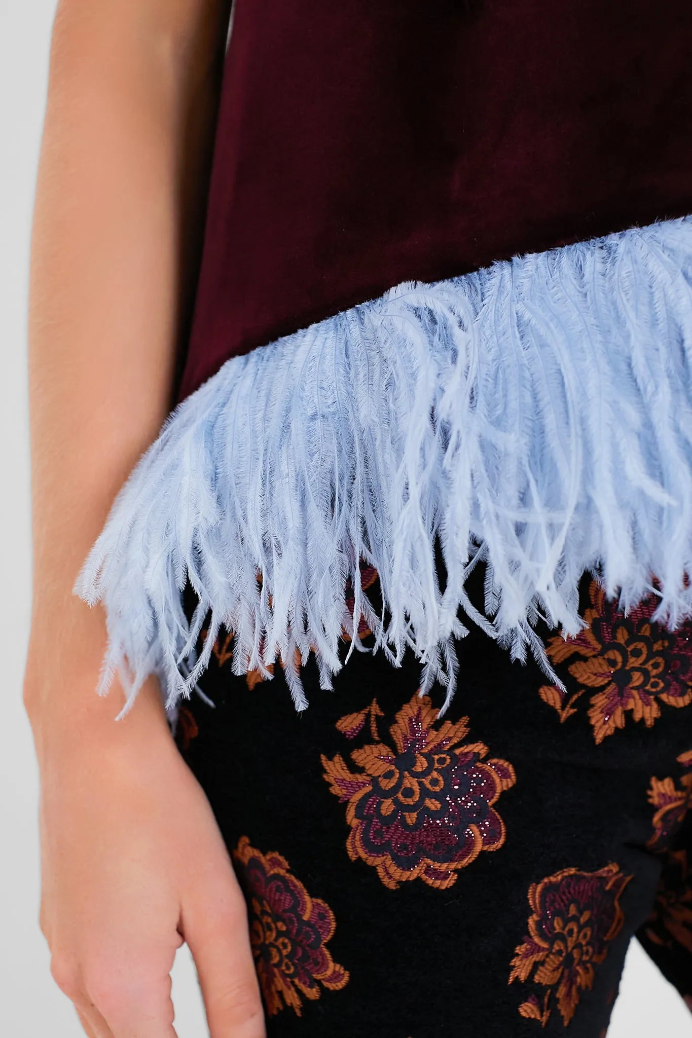 Bourdeaux Solid La Scala Top with Feathers sold by Tuckernuck product image thumbnail 5