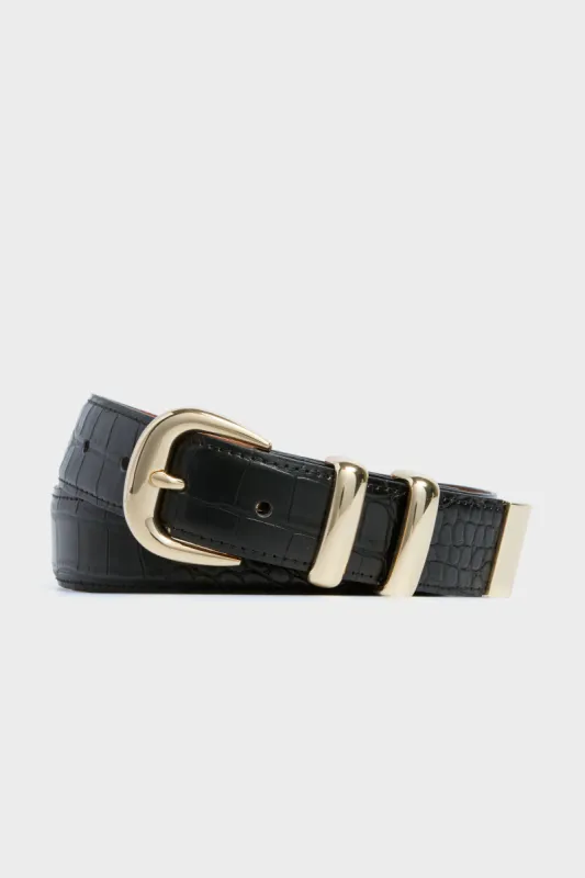 Black Croc-Embossed Classic Belt sold by Tuckernuck