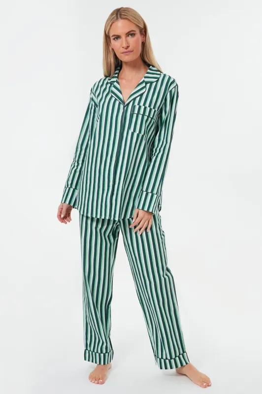 Spearmint Stripe Long PJ Set made by Tuckernuck