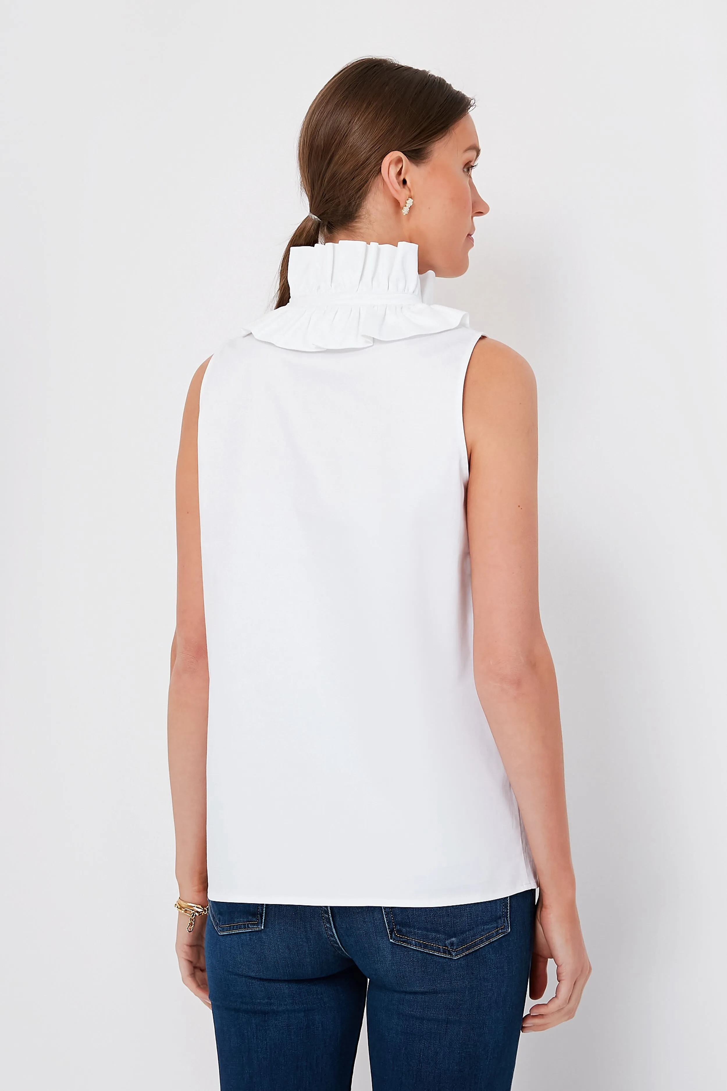 White Sleeveless Bouvier Blouse sold by Tuckernuck product image thumbnail 4