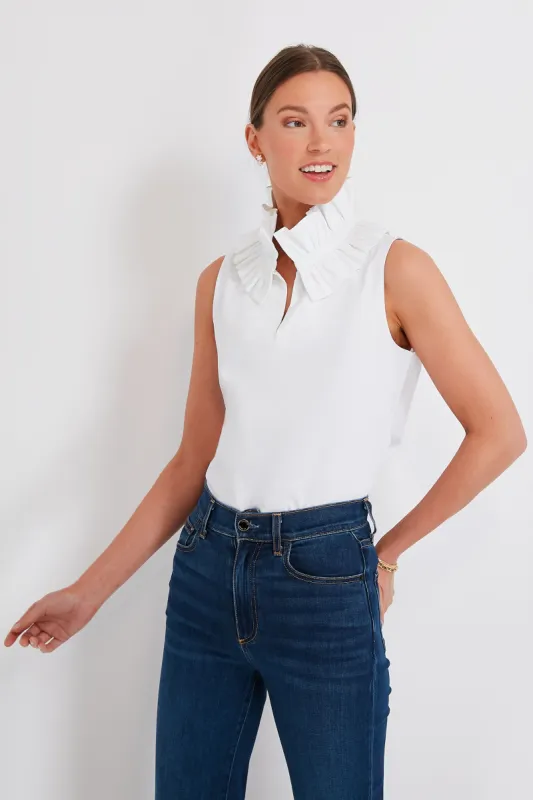 White Sleeveless Bouvier Blouse sold by Tuckernuck