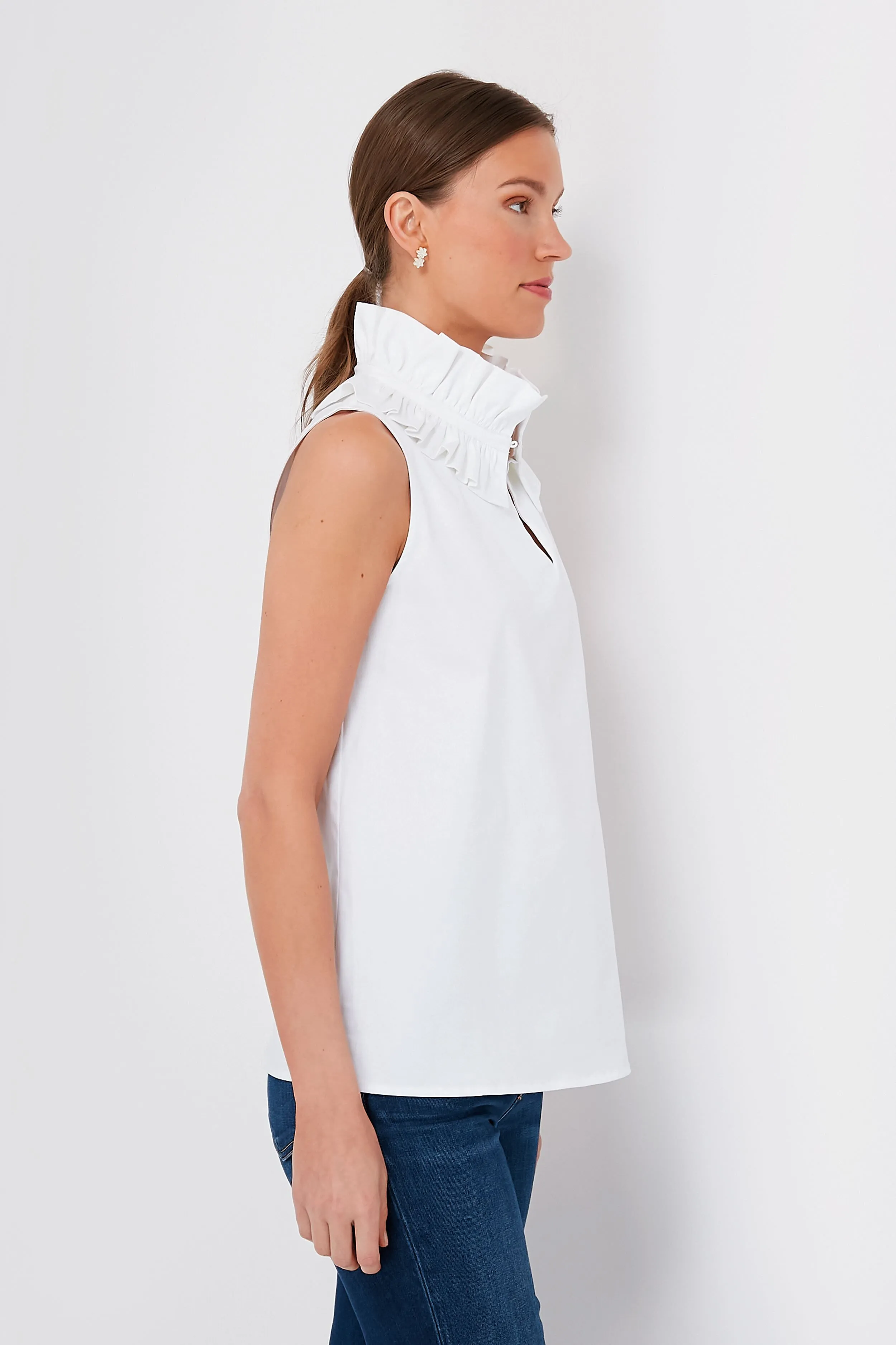 White Sleeveless Bouvier Blouse sold by Tuckernuck product image thumbnail 3